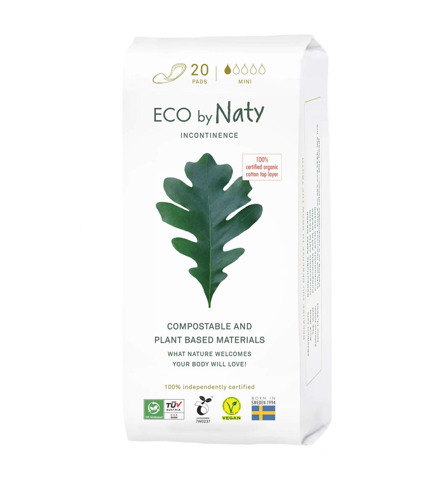 Eco by Naty Incontinence Pads Mini for Women - Absorbent & Discreet Eco-Friendly Pads for Sensitive Bladder (20 Count) - Buy Online on GoSupps.com