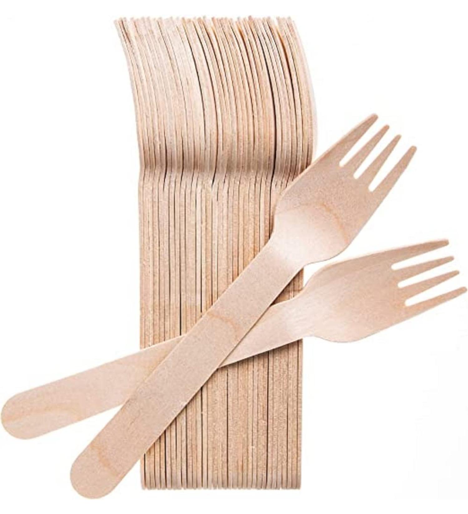 Just Basic Wooden Fork Set 30pcs Compostable Forks Set