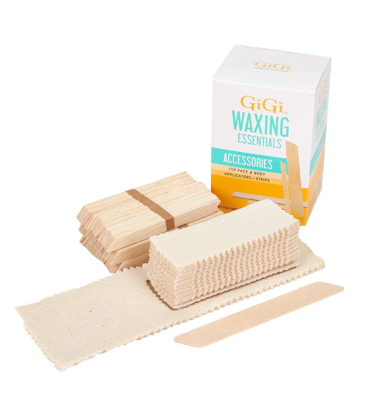 GIGI Waxing Essentials Kit - 100 Wax Applicators & Muslin Strips for Face and Body Hair Removal - Buy Online on GoSupps.com