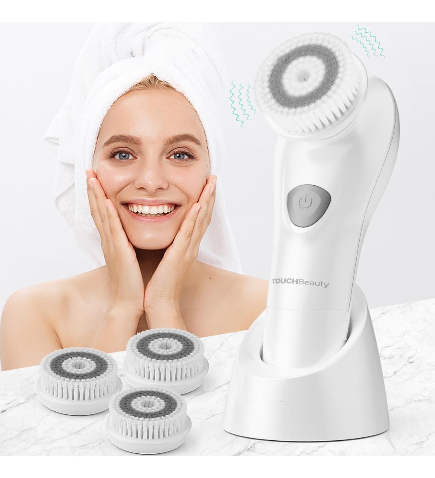 Touch Beauty Facial Brush for Men - Advanced Skin Scrubber with 6-Degree Oscillating Vibration Technology TB-1487 (White) - Premium Skincare Device - Buy Online on GoSupps.com