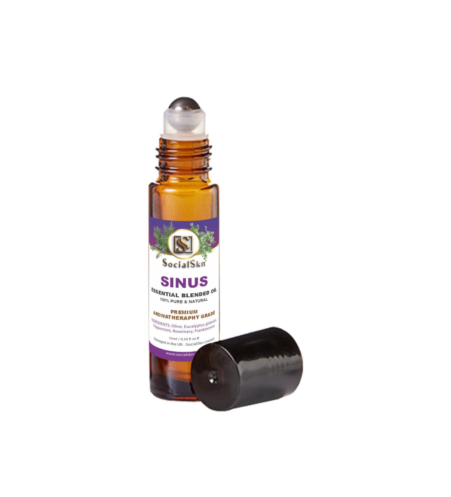 SocialSKN Sinus Relief Essential Oil Blend - Rosemary Peppermint Eucalyptus Frankincense - Congestion Relief Roll On 10ml - Buy Online on GoSupps.com