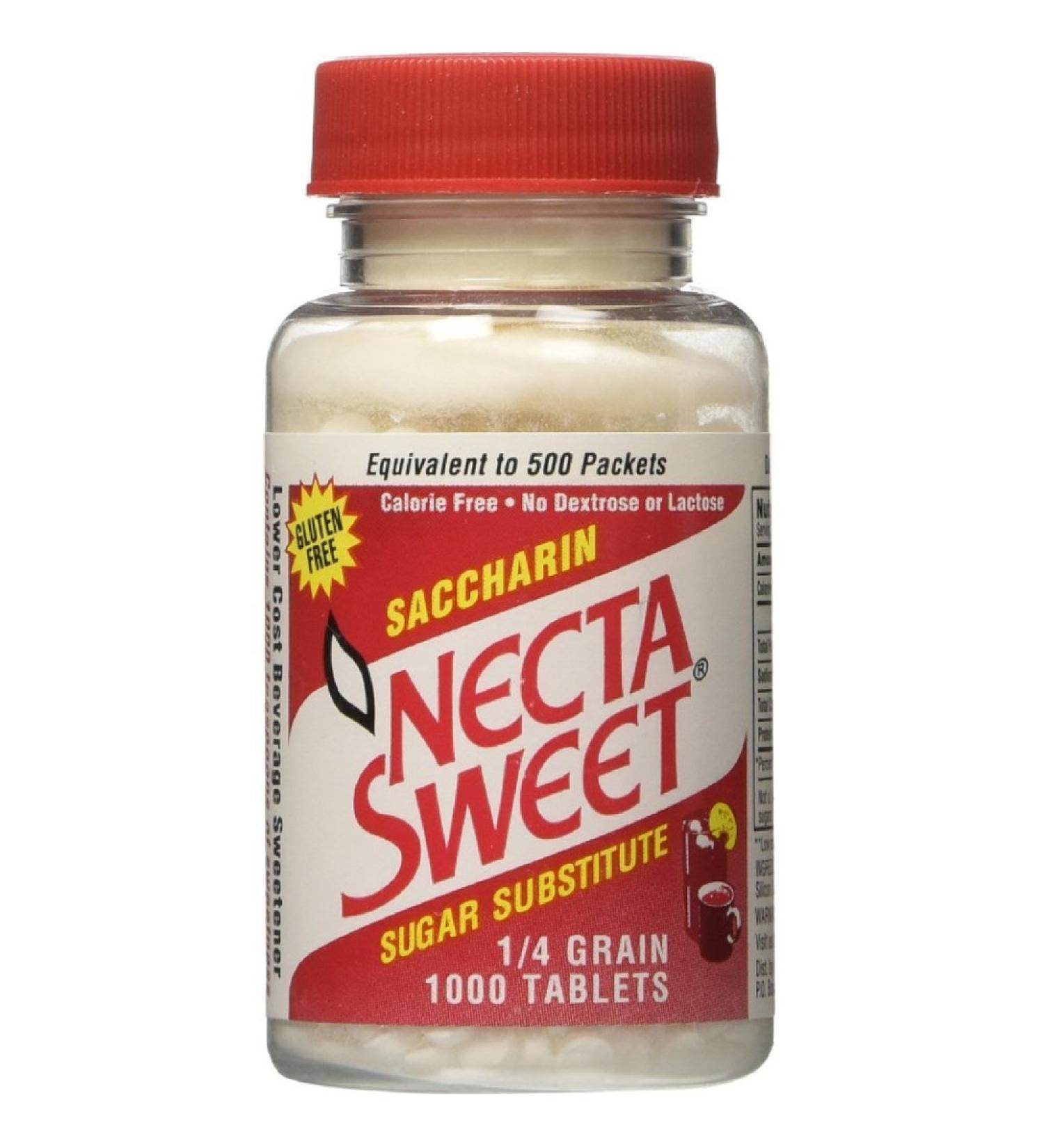 Necta Sweet Saccharin Sugar Substitute 1/4 Grain 1000 Tablets