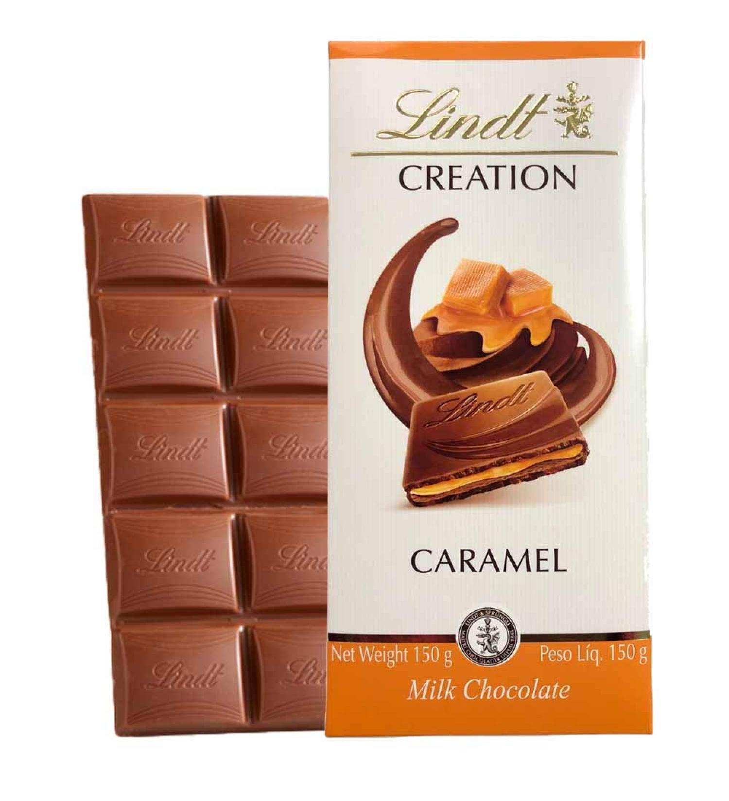 Lindt Extra Fine Milk Chocolate Filled with Caramel Coulis - 150g Bar - Buy Online on GoSupps.com
