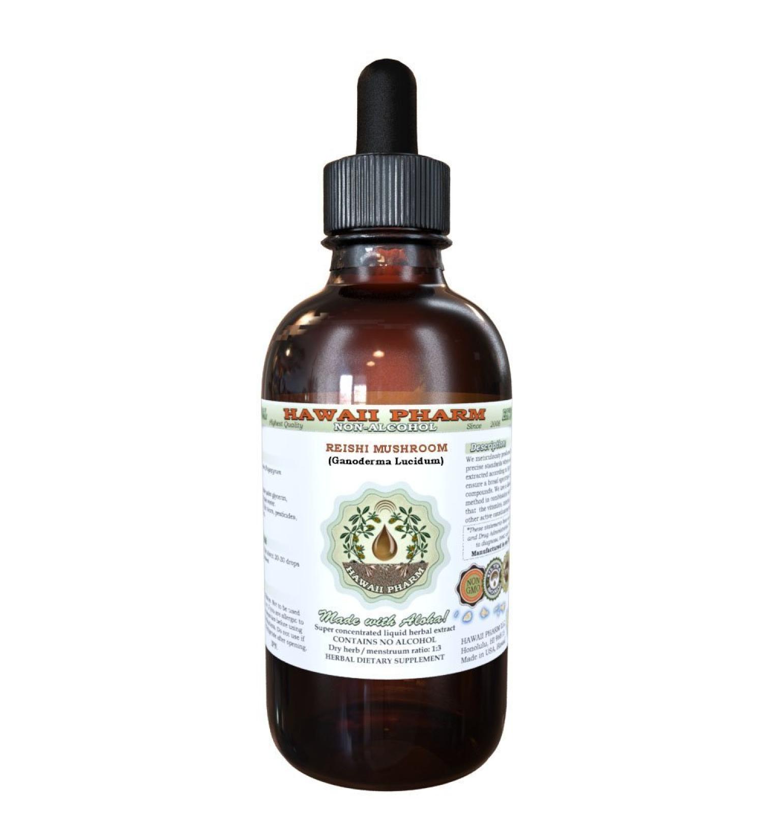 Organic Reishi Mushroom Alcohol-Free Liquid Extract - 2 fl. oz Hawaii Pharm USA - Natural Herbal Supplement - Buy Online on GoSupps.com