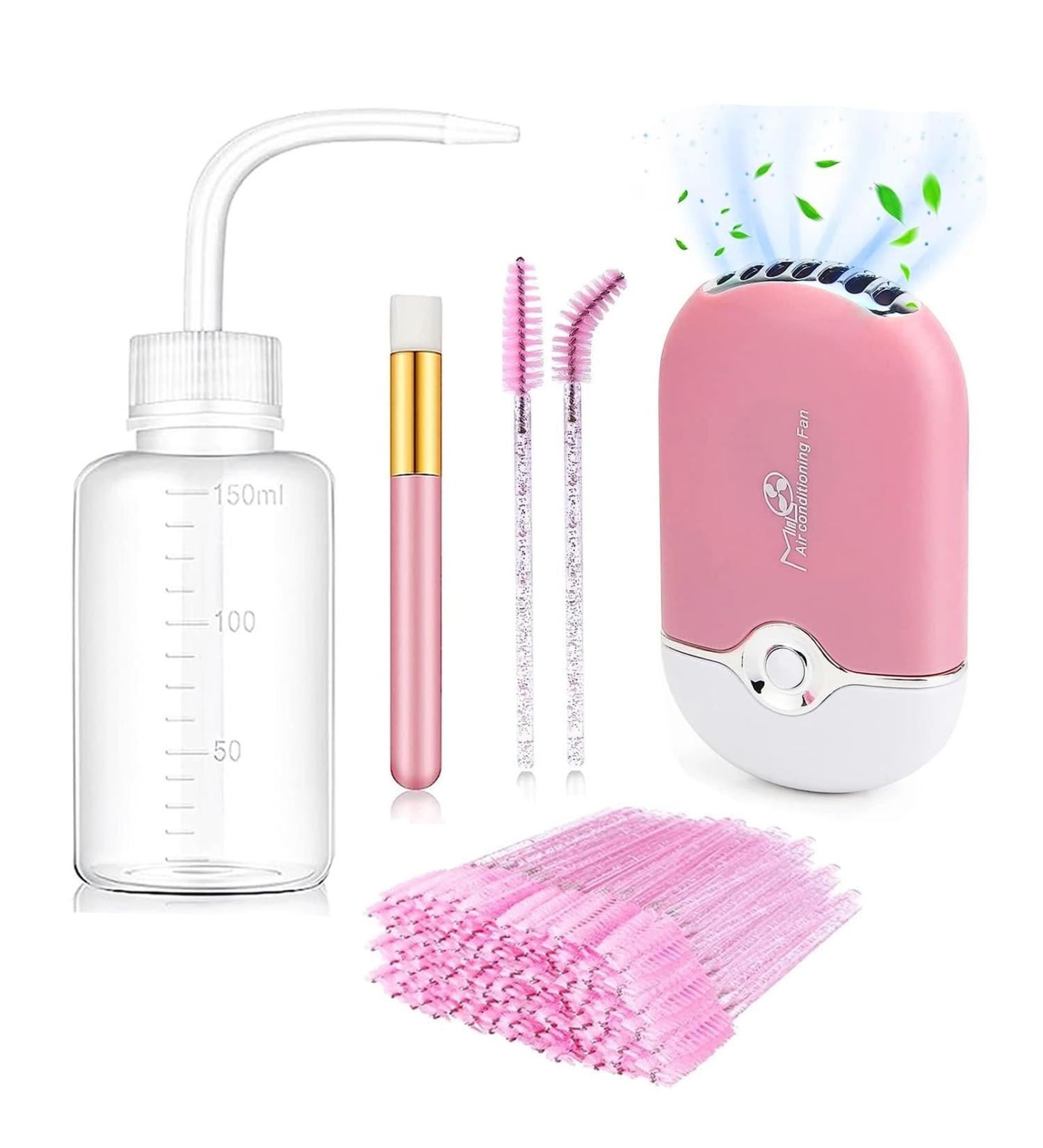Buy Eyelash Cleaning Kit - Pink Mini Portable Lash Fan Dryer & Extension Brush | Electric Eyelash Care Accessories - International Shipping Available - Buy Online on GoSupps.com