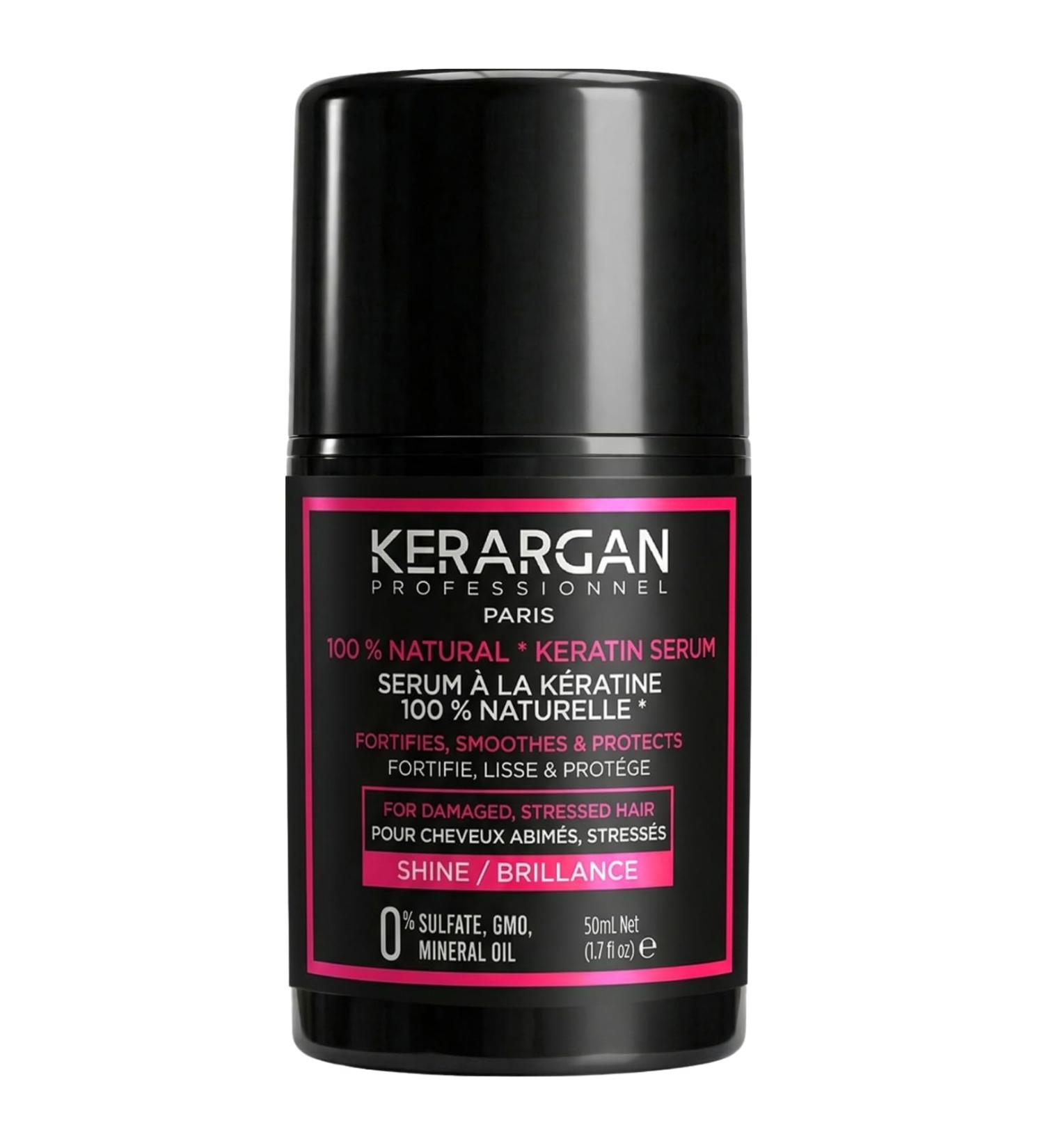 Kerargan - S rum Capillaire Ultra R parateur la K ratine pour Cheveux Ab m s - Protecteur Lissant - Huiles Naturelles de Ricin Macadamia Argan - Sans Sulfate OGM Huile Min rale - 50ml - Buy Online on GoSupps.com