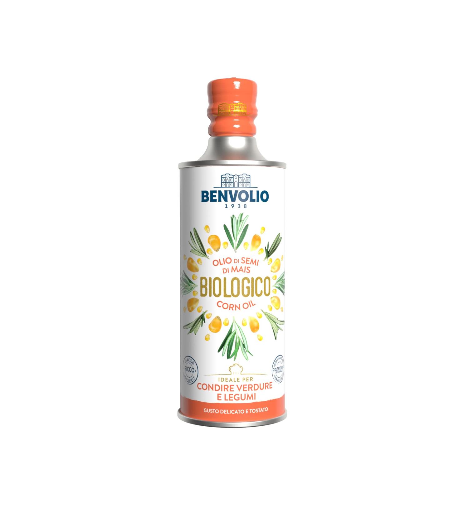 Organic Corn Oil - Benvolio 1938 | 500ml - Rich in Linoleic Acid Ideal for Frying & Deep Frying - Buy Organic Now! - Buy Online on GoSupps.com