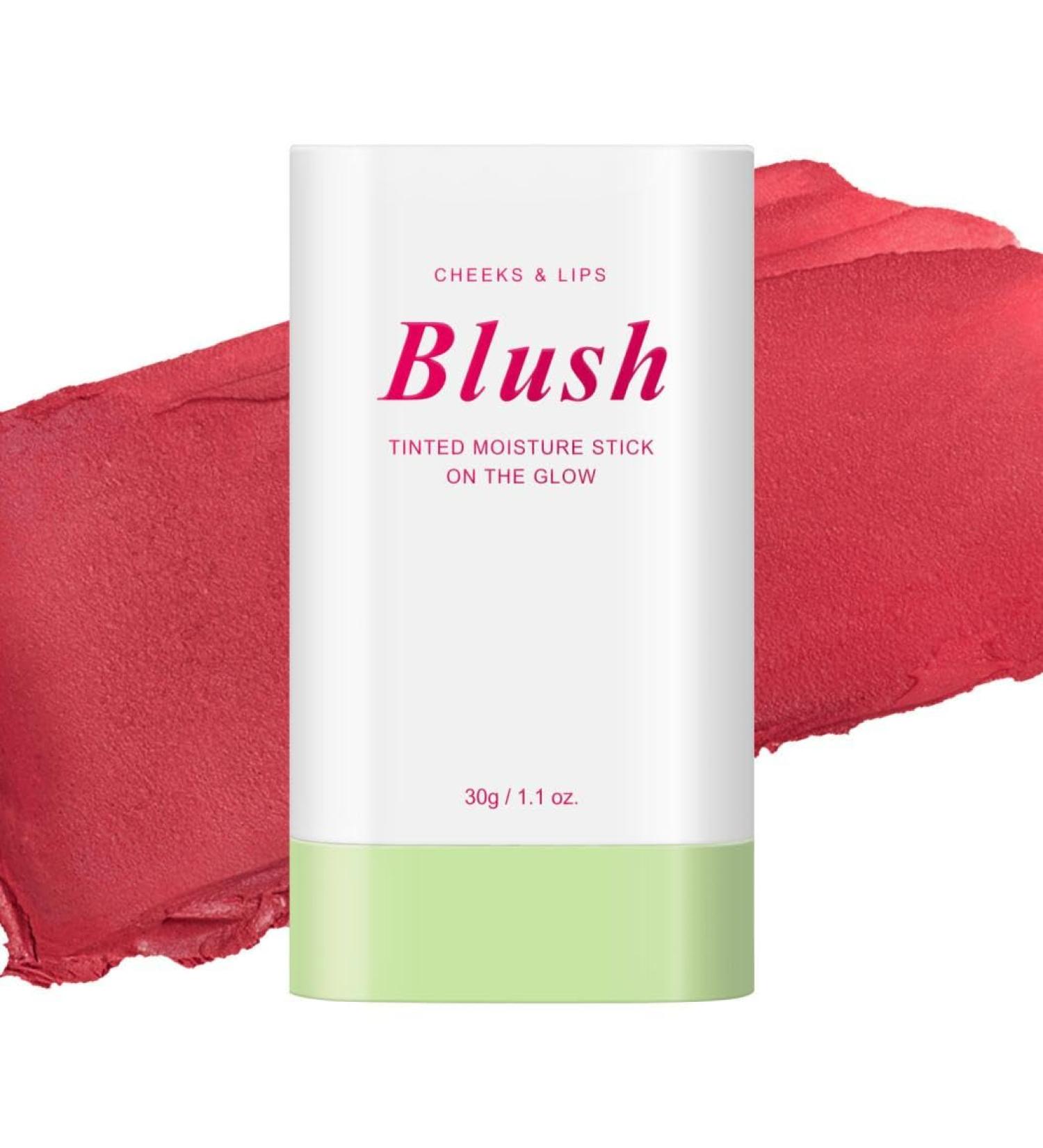Multi-Use Makeup Blush Stick Beauty Solid Moisturizer Stick Waterproof Natural Nude Makeup Tinted Solid Moisturizer Stick for Eyes Lips Cheek (Rose red 30g) - Buy Online on GoSupps.com