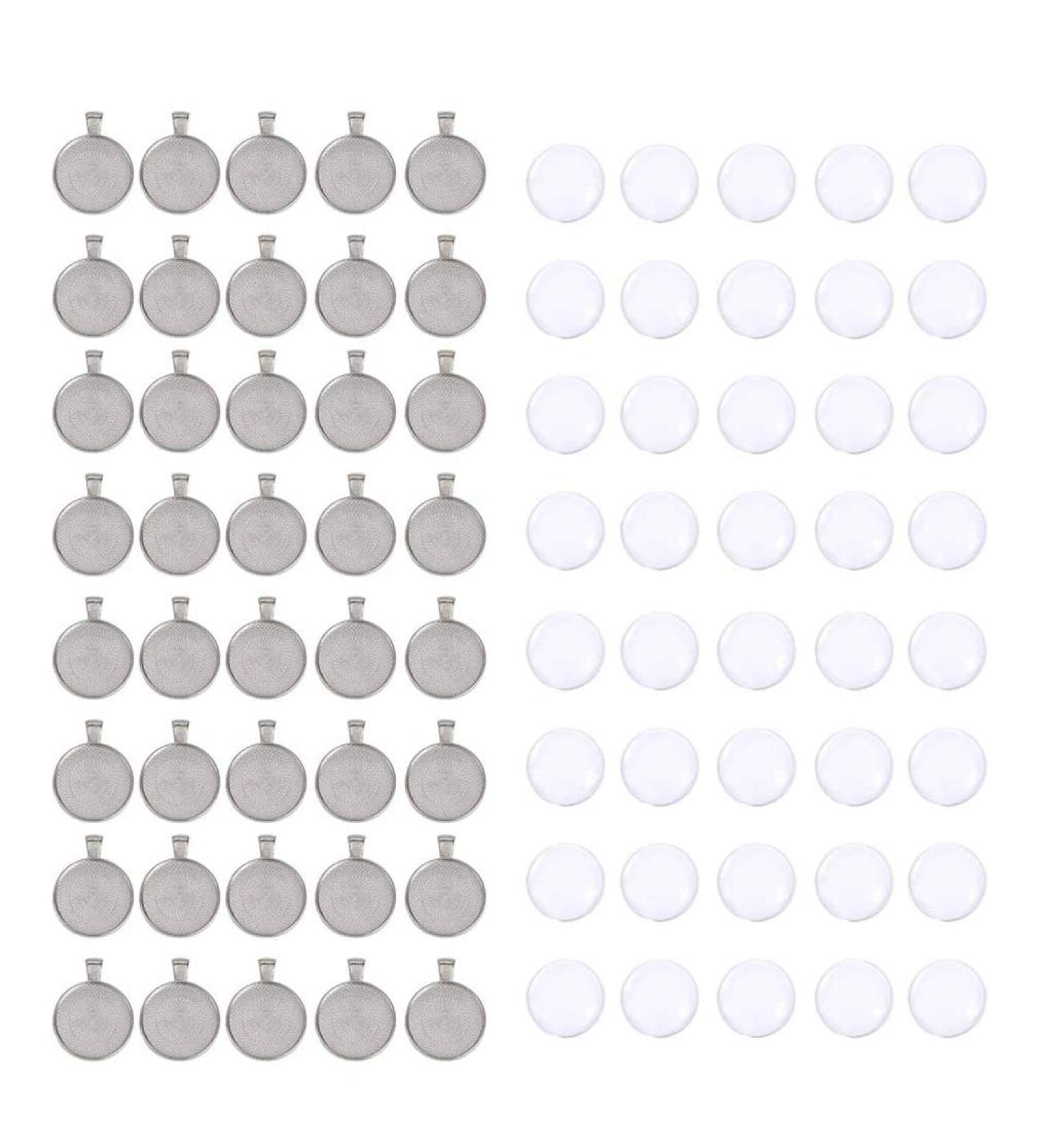 OBSEDE 80pcs Pendant Bezels and Clear Cabochon Domes Set for Jewelry Making - 40pcs Silver Pendant Trays with 40pcs Glass Cabochons 1 inch - Resin Craft Supplies - Buy Online on GoSupps.com