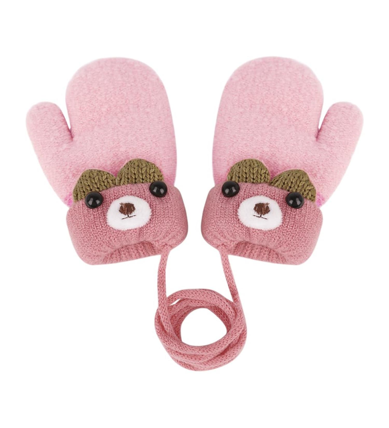 Ipenny Toddler Magic Stretch Mittens | Thick Plush Lined Winter Gloves for Baby Boys & Girls | Warm Full Finger Knitted Gloves for Cold Weather | Size 12x7cm | 0-3 Years | Style B Pink - Buy Online on GoSupps.com