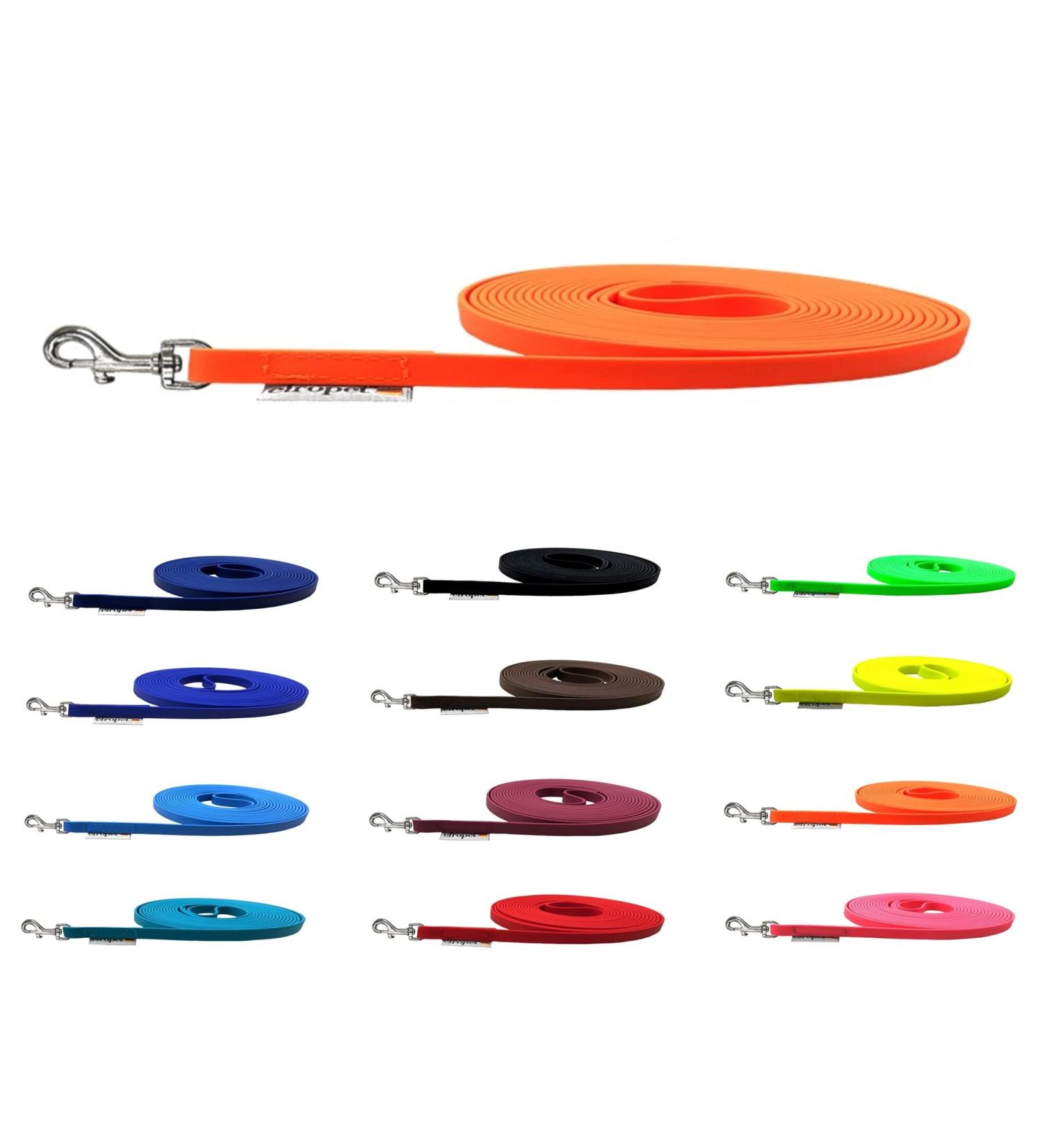 Buy Towline Biothane Dog Leash for Small Dogs - 9mm 3m/5m/10m/15m Options - No Hand Loop Neon Orange - Buy Online on GoSupps.com