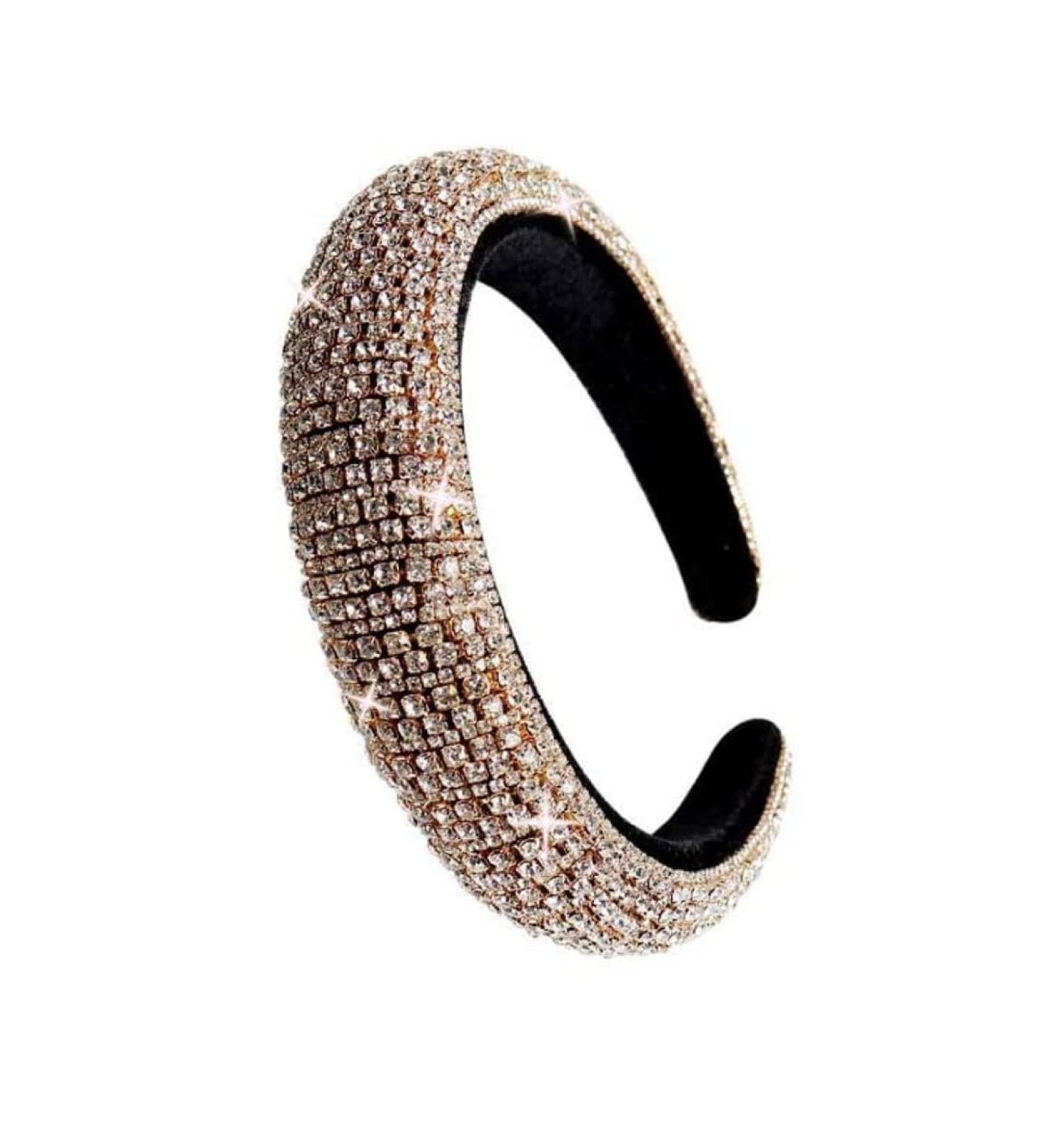 Crystal Diamond Headband for Women Fashionable Handmade Wide Hair Hoops Beaded Bling HairBand Hair Accessories Pearl headdress - Buy Online on GoSupps.com