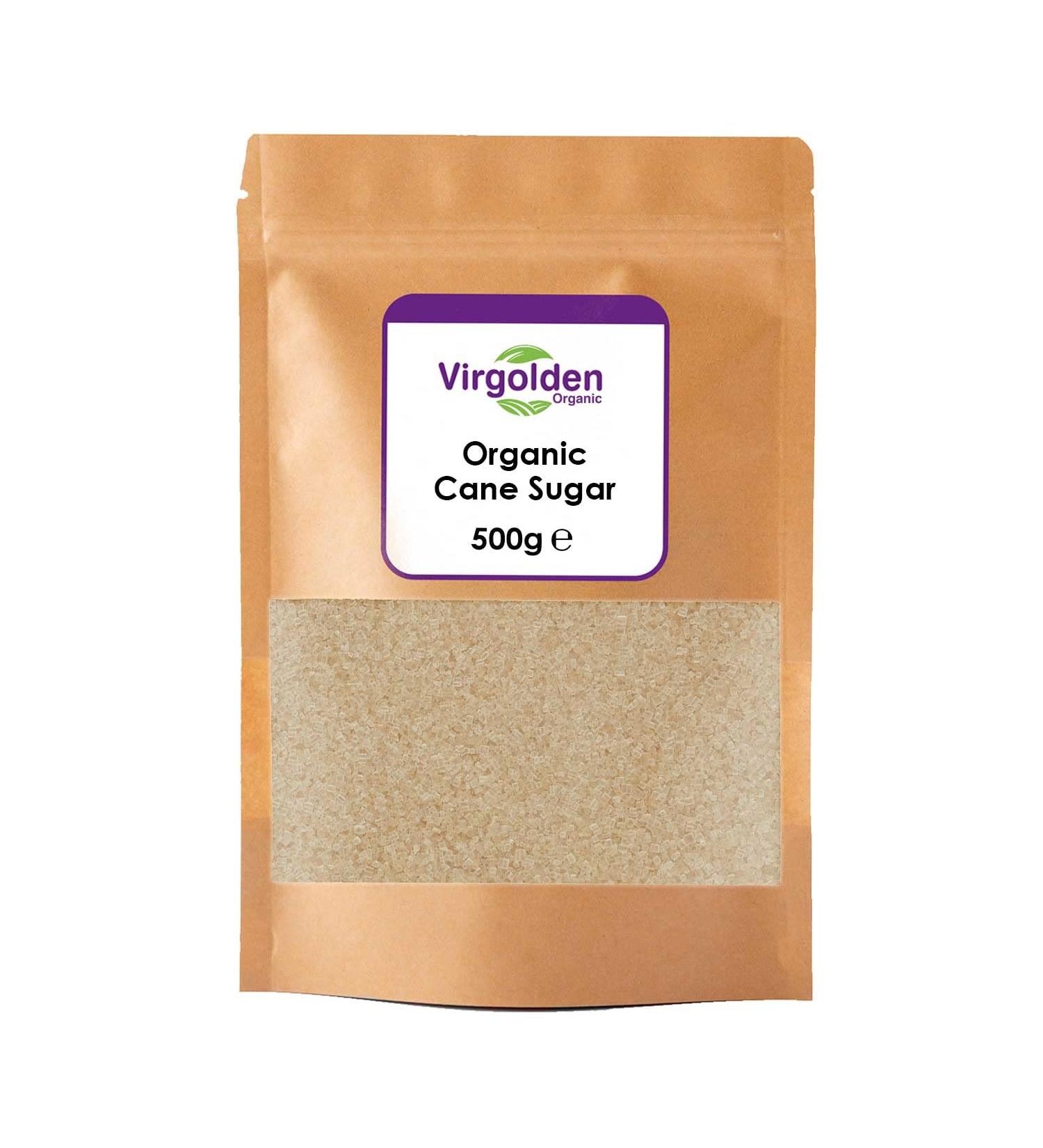 Organic Cane Sugar 500g by Virgolden Organic - Hot and Cold Drinks Coffee Cooking Baking Vegan - Buy Online on GoSupps.com