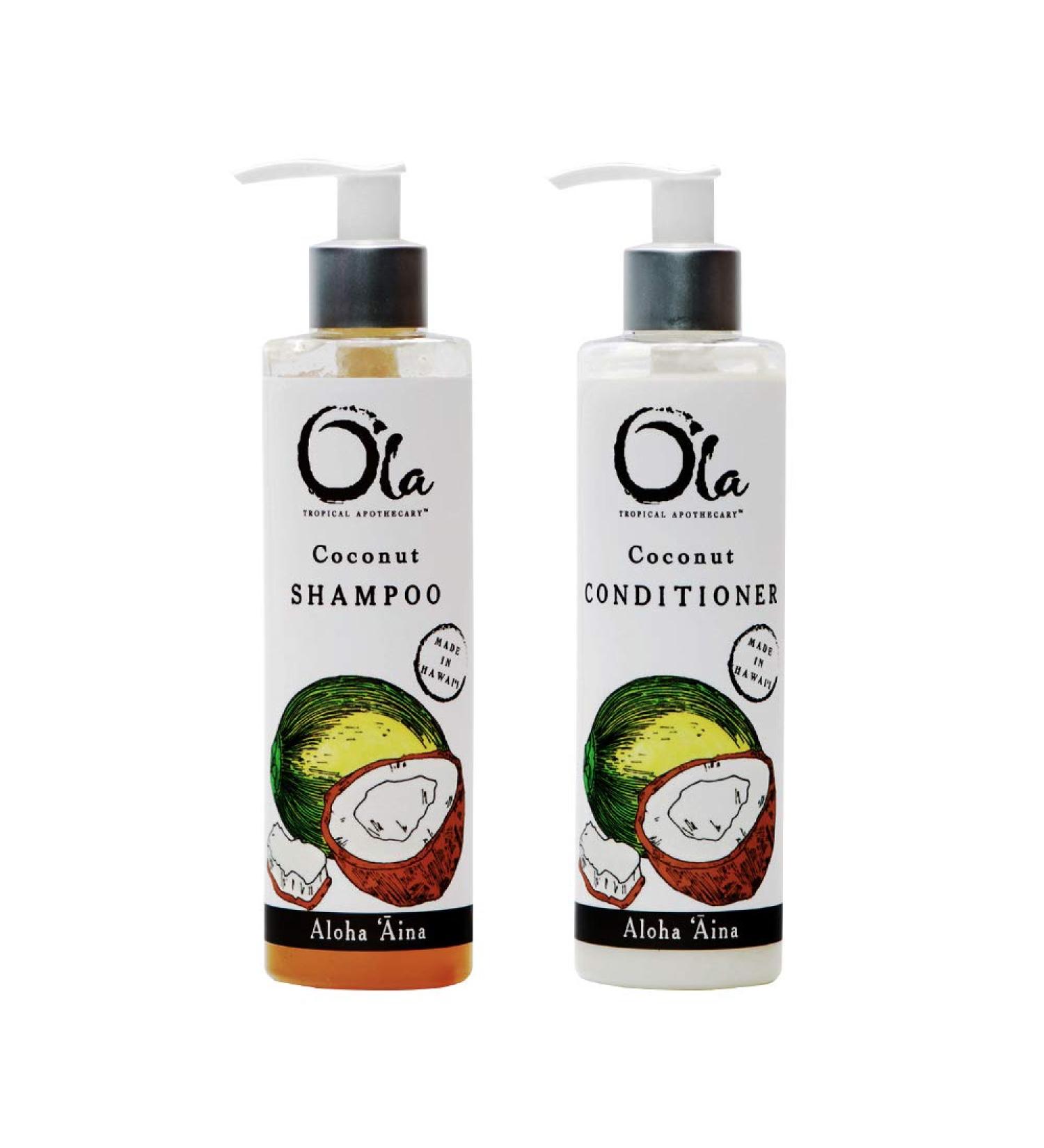 Ola Tropical Apothecary Organic Coconut Shampoo & Conditioner Combo - 8 fl oz for Healthy Hair - International Shipping Available - Buy Online on GoSupps.com