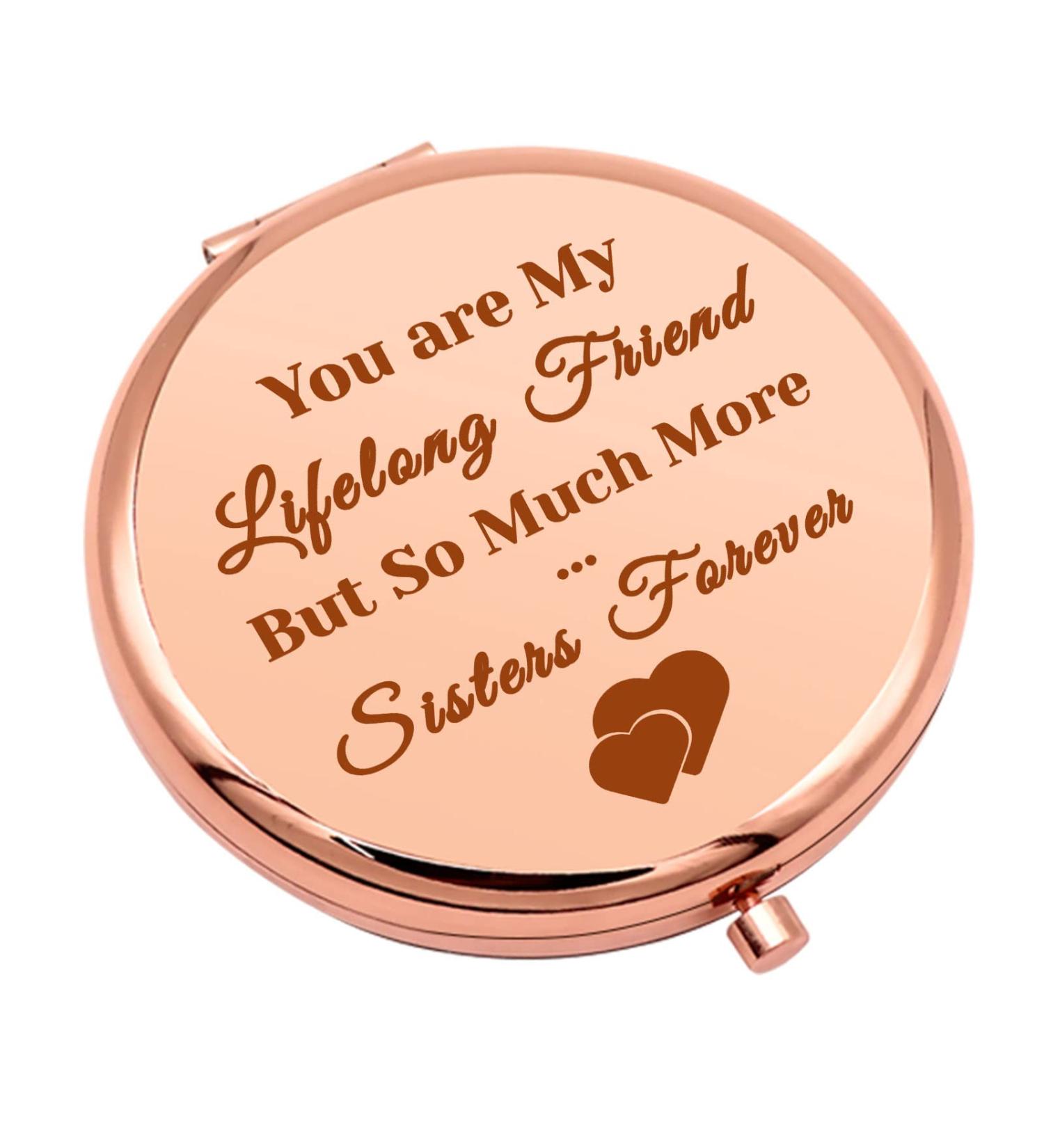 Soul Sister Compact Makeup Mirror - Friendship & Sister Gifts for Women - Birthday, Anniversary, Graduation Present - Buy Online on GoSupps.com