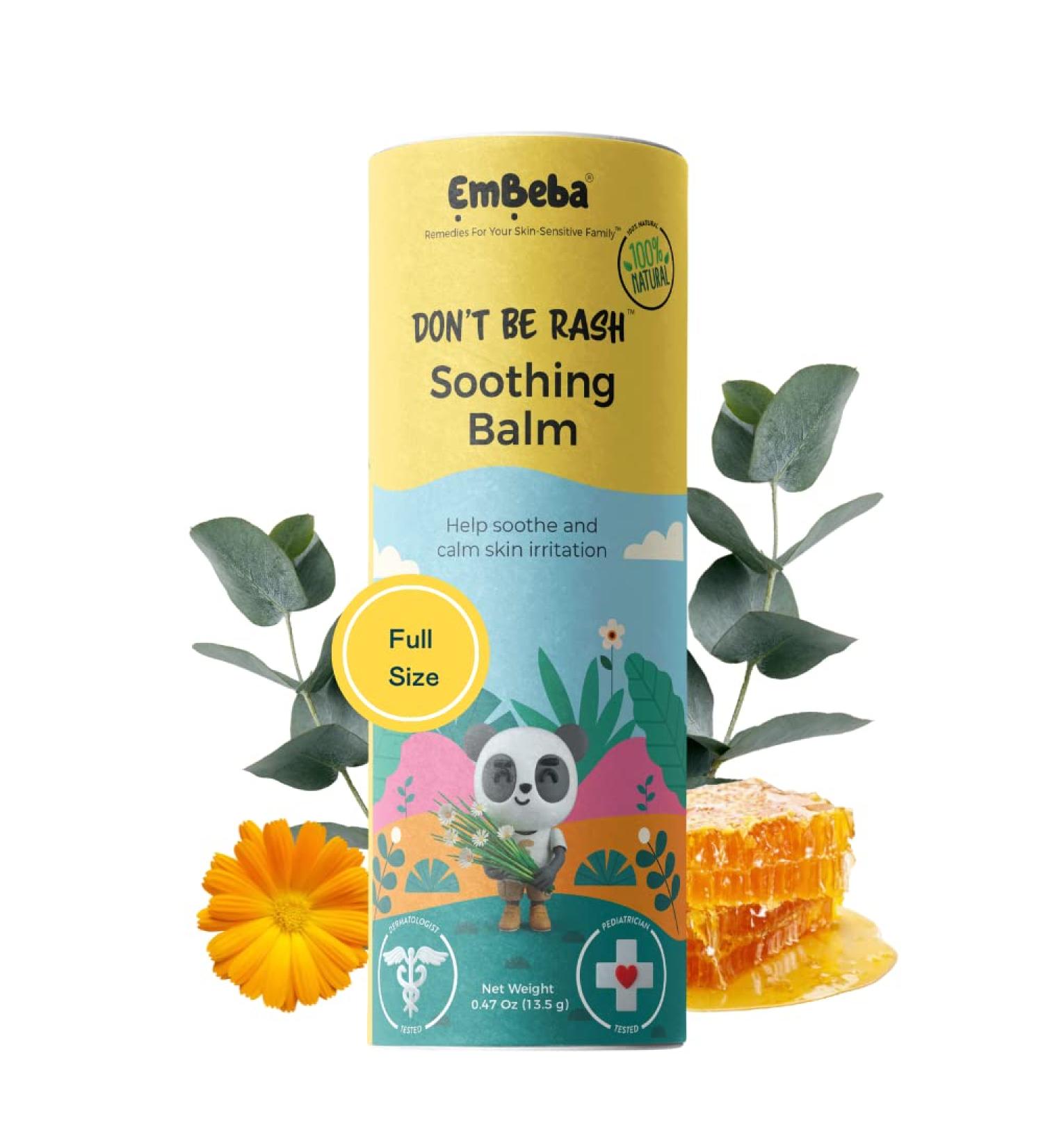 EmBeba Soothing Skin Balm Cream for Baby and Kids - Fast Acting Rash Relief, All Natural, Sensitive Skin Care - 1 Pack - Buy Online on GoSupps.com