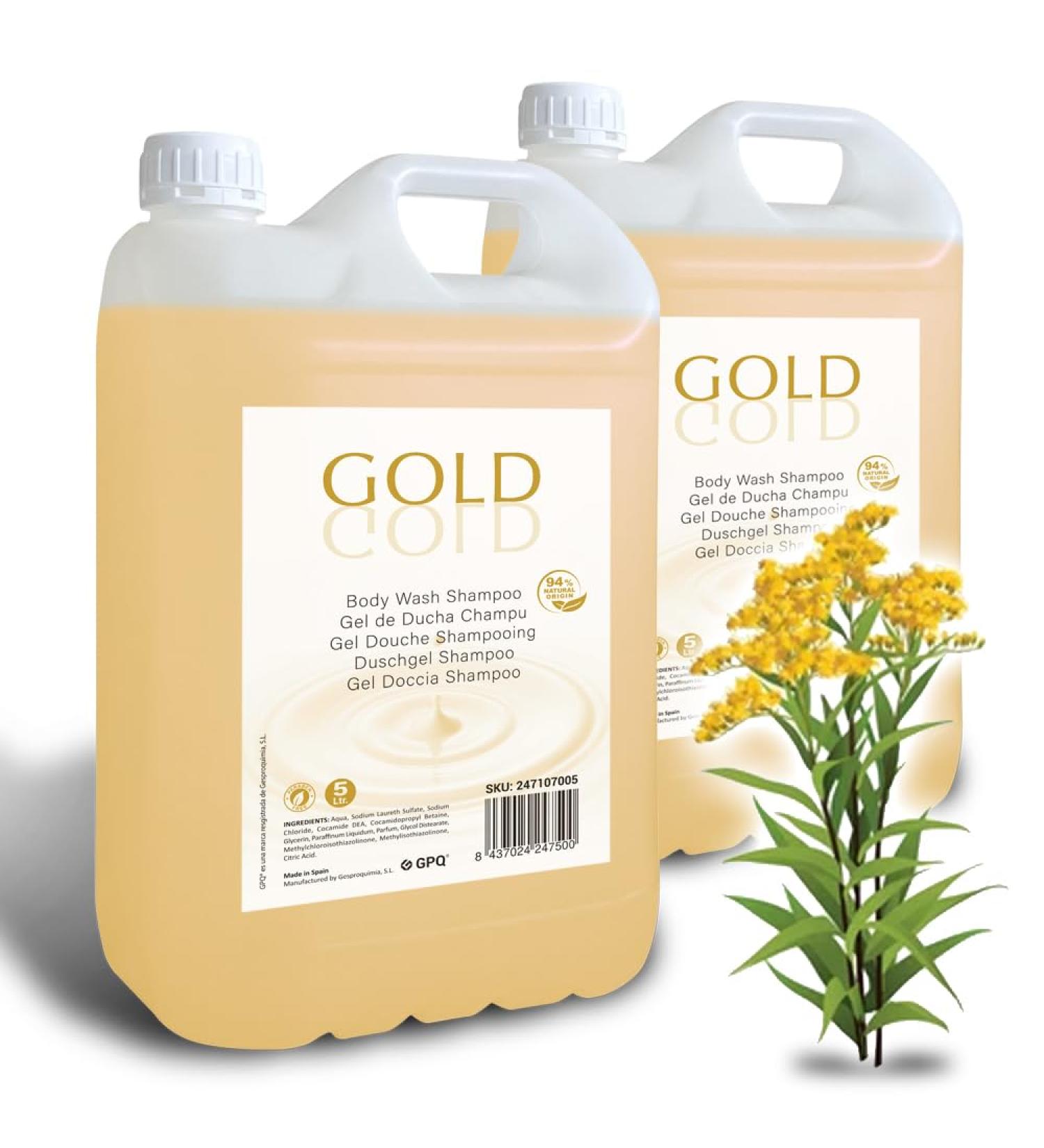 GPQ GESPROQUIMIA SL GPQ Amenities Hotel 2in1 golden gelshampoo 2 bottles x 5 l 94 natural with conditioner without parabens hotel rural house holiday home B & B produced in Spain sweet 5 l Paquete de 2 - Buy Online on GoSupps.com