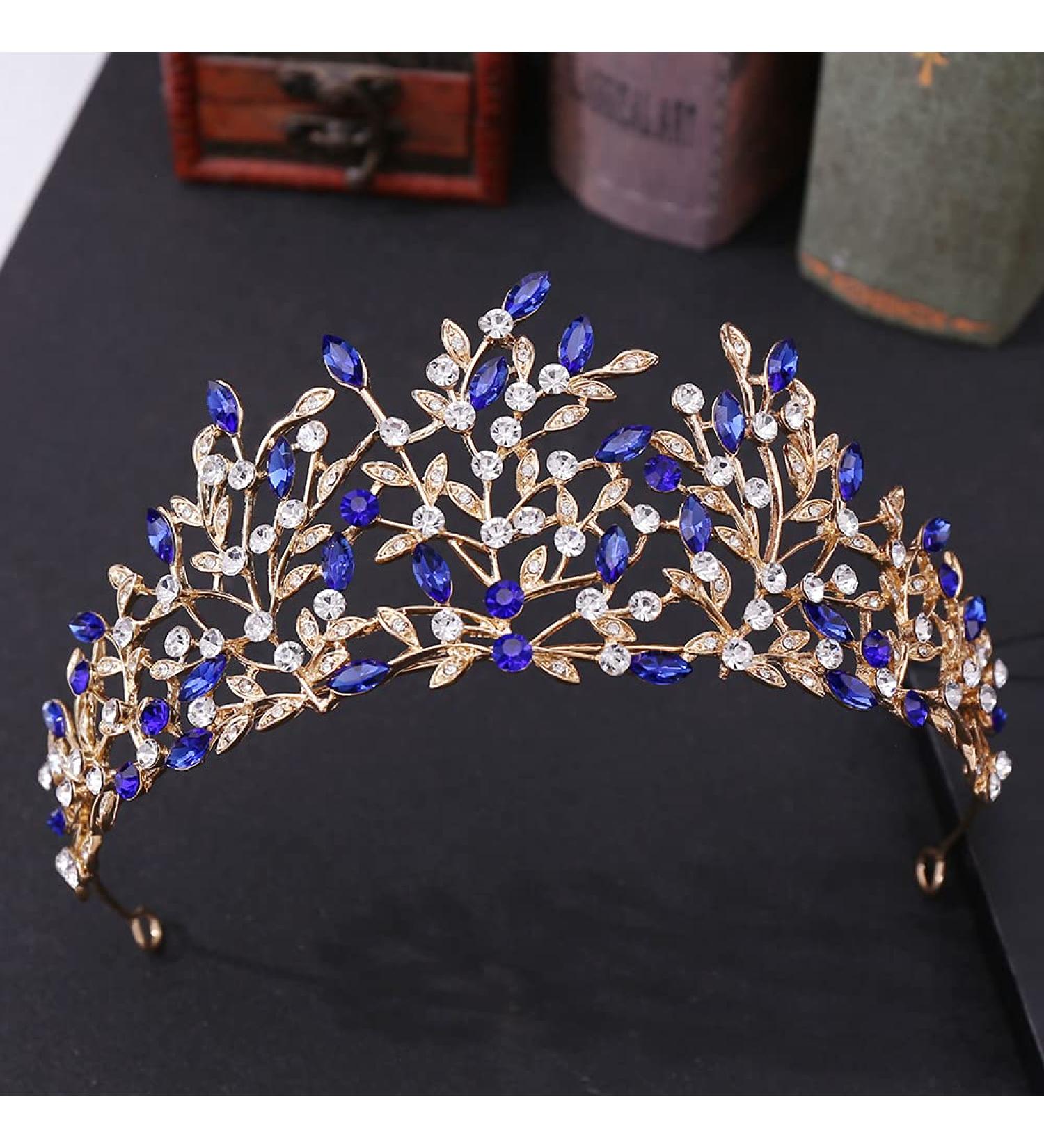 ToBaToBa Blue Crowns for Women - Vintage Gothic Queen Crown Princess Wedding Tiara - Buy Online on GoSupps.com