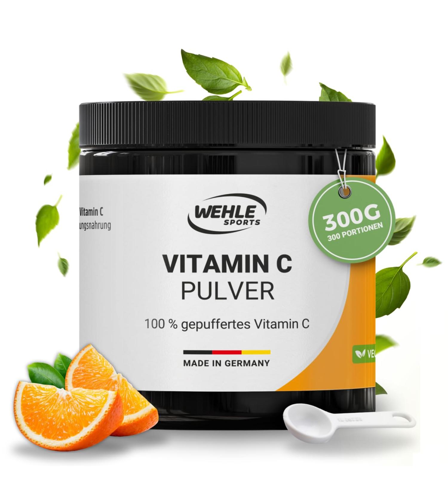 High Dose Vitamin C Powder 1000mg - 820mg Pure Calcium Ascorbate per Gram | Vegan Additive-Free 300 Portions | Herbal Fermentation - Buy Online on GoSupps.com