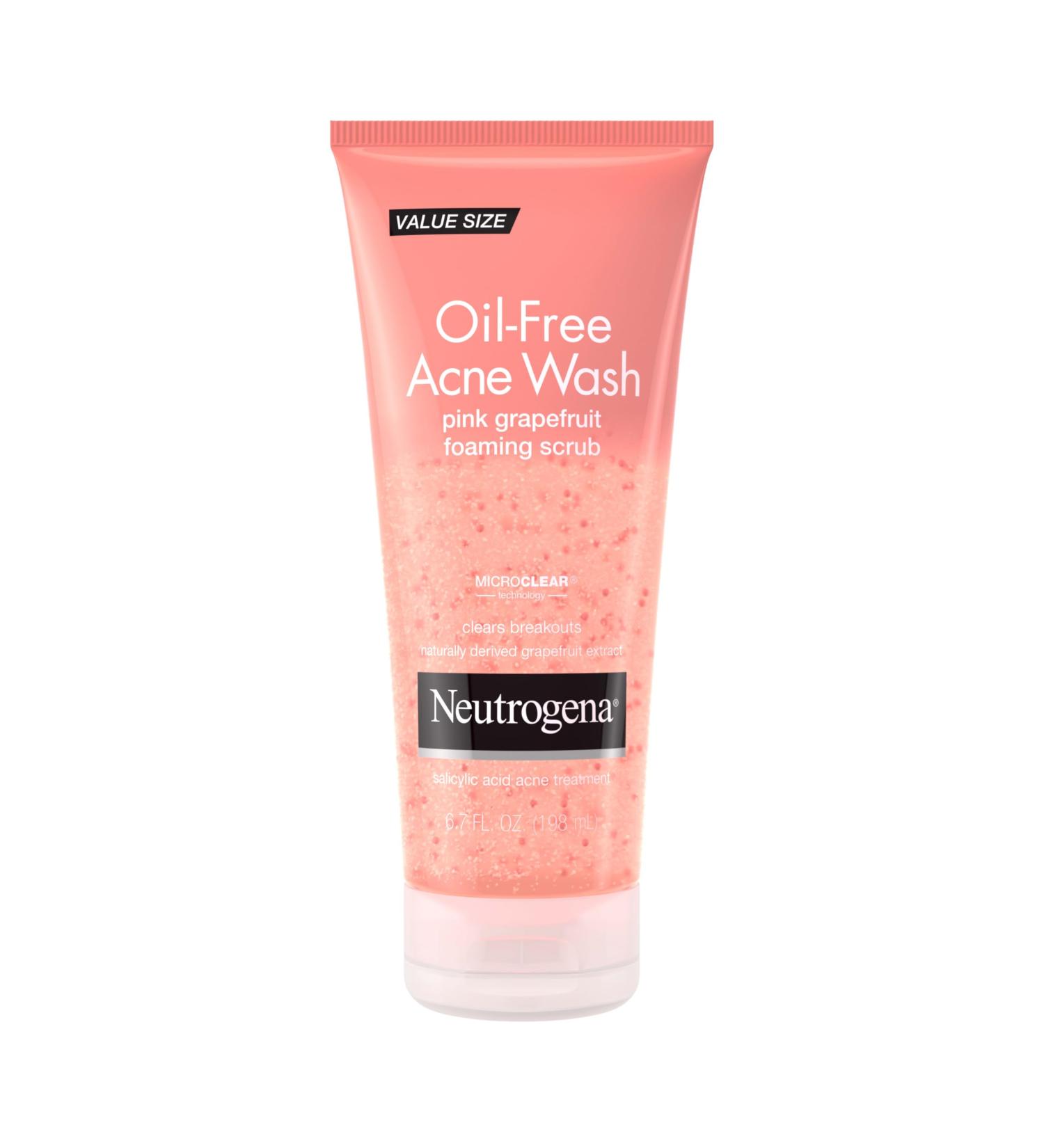 Neutrogena Oil Free Pink Grapefruit Acne Face Wash with Vitamin C, 2% Salicylic Acid Acne Treatment, Gentle Foaming Vitamin C Facial Scrub to Treat & Prevent Breakouts, 6.7 fl. oz 6.7 Fl Oz (Pack of 1) Pink Grapefruit Foami  - Buy Online on GoSupps.com