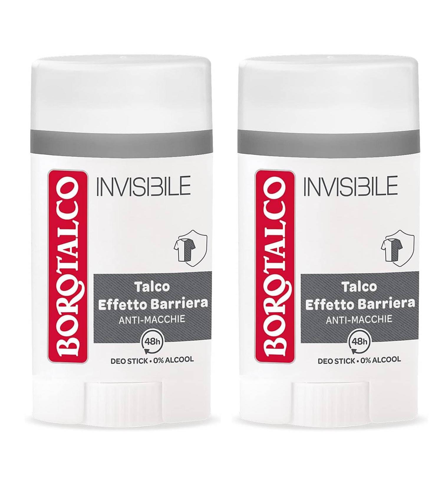  Borotalco Borotalco Invisible Deodorant for Men Talc Barrier Effect Anti-Stain Alcohol-Free 48H Stick 40ml (2) - Buy Online on GoSupps.com