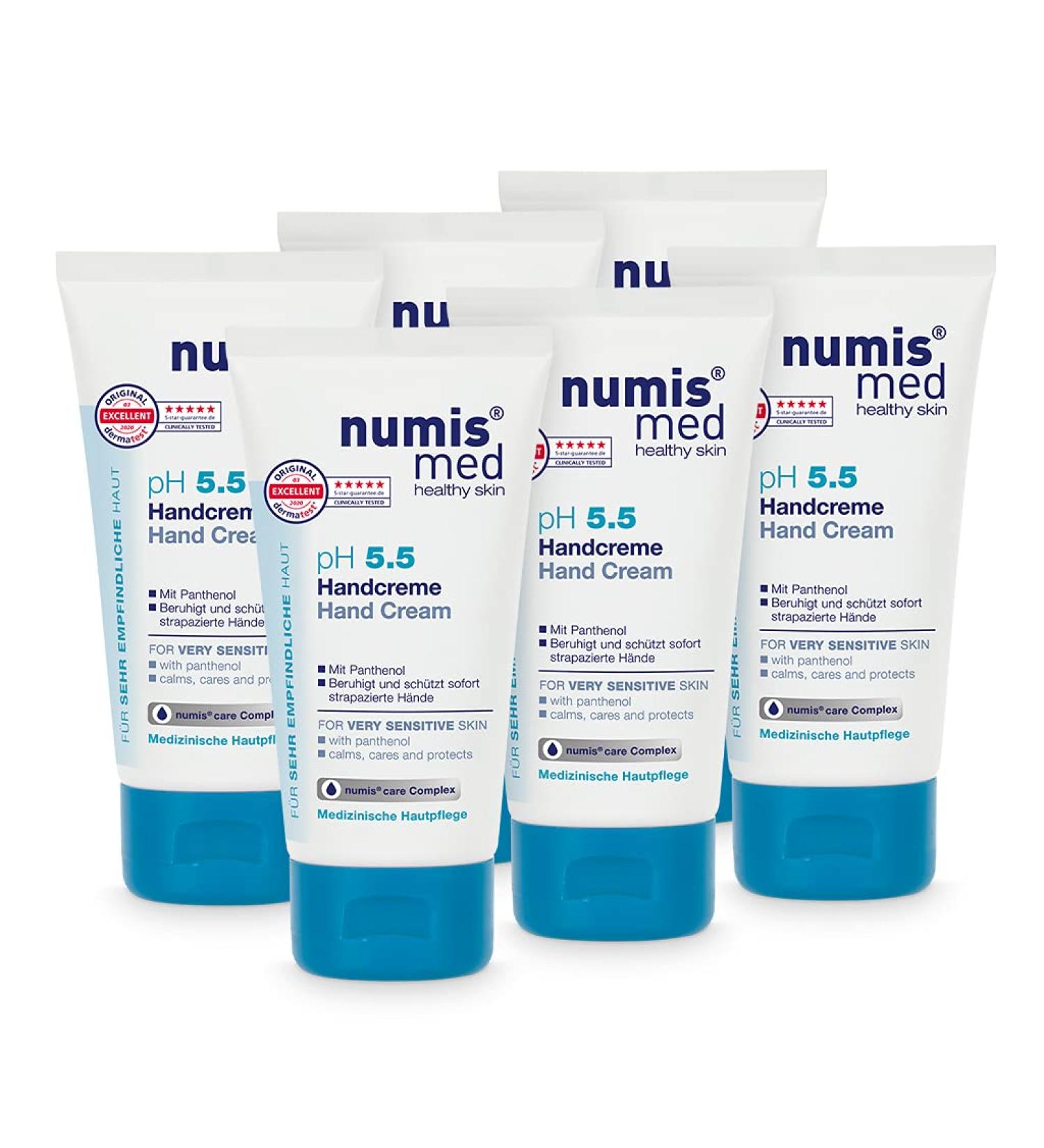 Numis Med pH 5.5 Sensitive Skin Protection Hand Cream - Vegan & Paraben-Free | Pack of 6 (6 x 75 ml) - International Shipping Available - Buy Online on GoSupps.com