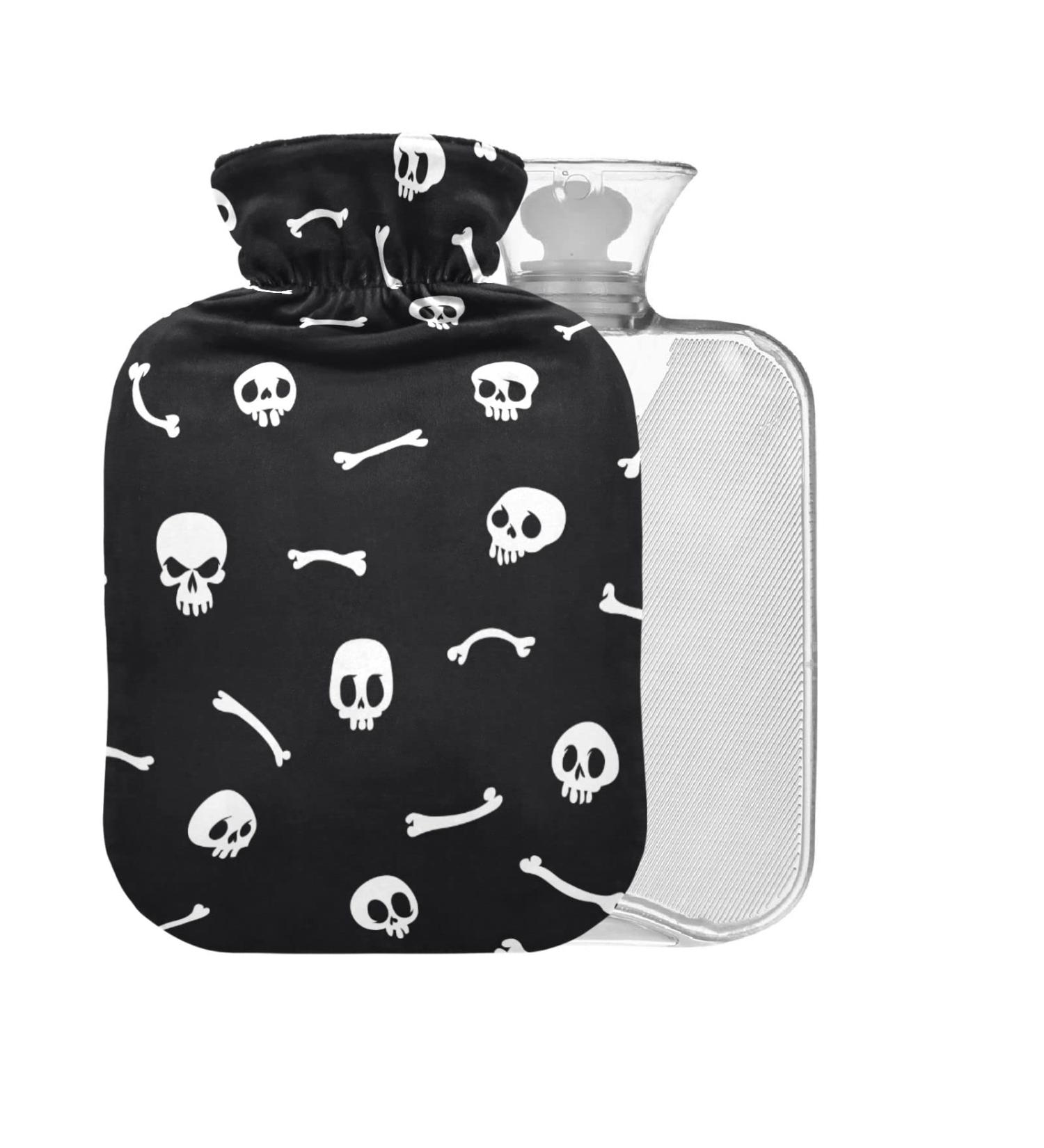 Cartoon Skull Hot Water Bottle 1L - BPA Free Small Hot Water Bag for Pain Relief & Cold Compress - Buy Online on GoSupps.com