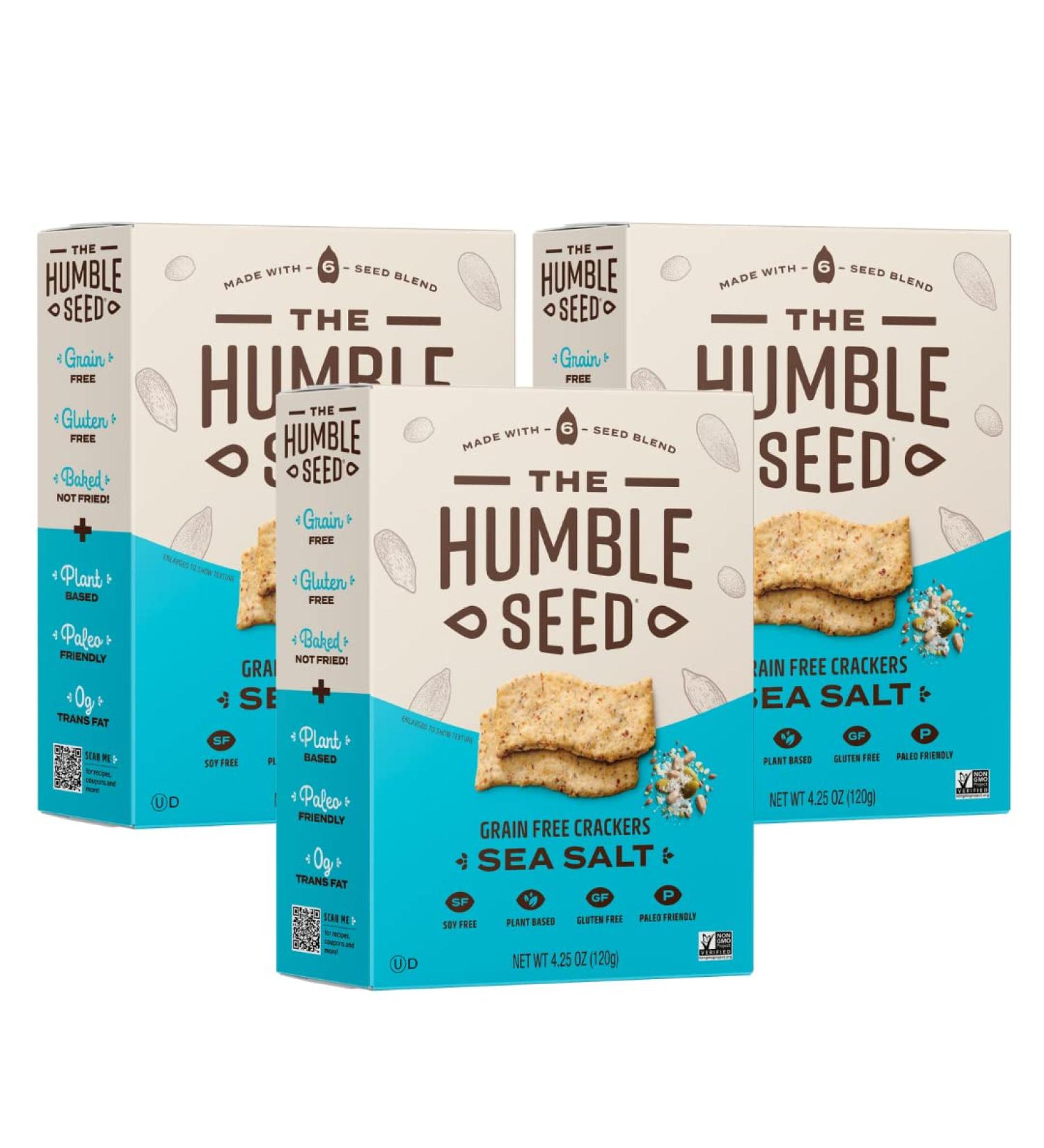 Humble Seed Grain-Free Crackers | Sea Salt 4.25 oz x 3 Packs | Gluten-Free, Plant-Based, Non-GMO, Paleo, Vegan | 6-Seed Blend | Nut-Free - Buy Online on GoSupps.com