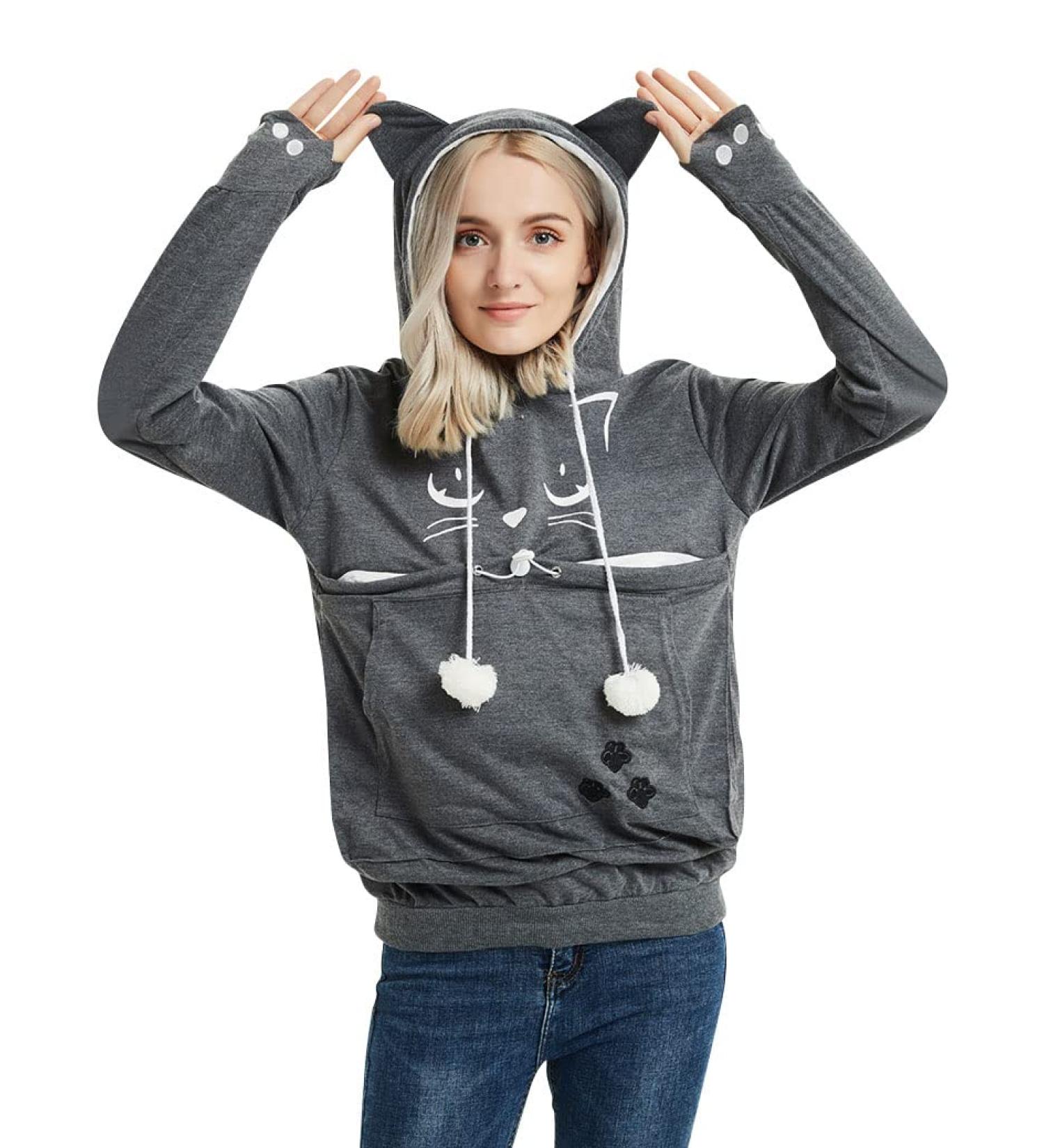 Shop Dresswel Women s Hooded Sweater & Cat Dog Bag Autumn Winter Collection in XXL - Dark Gray - Buy Online on GoSupps.com