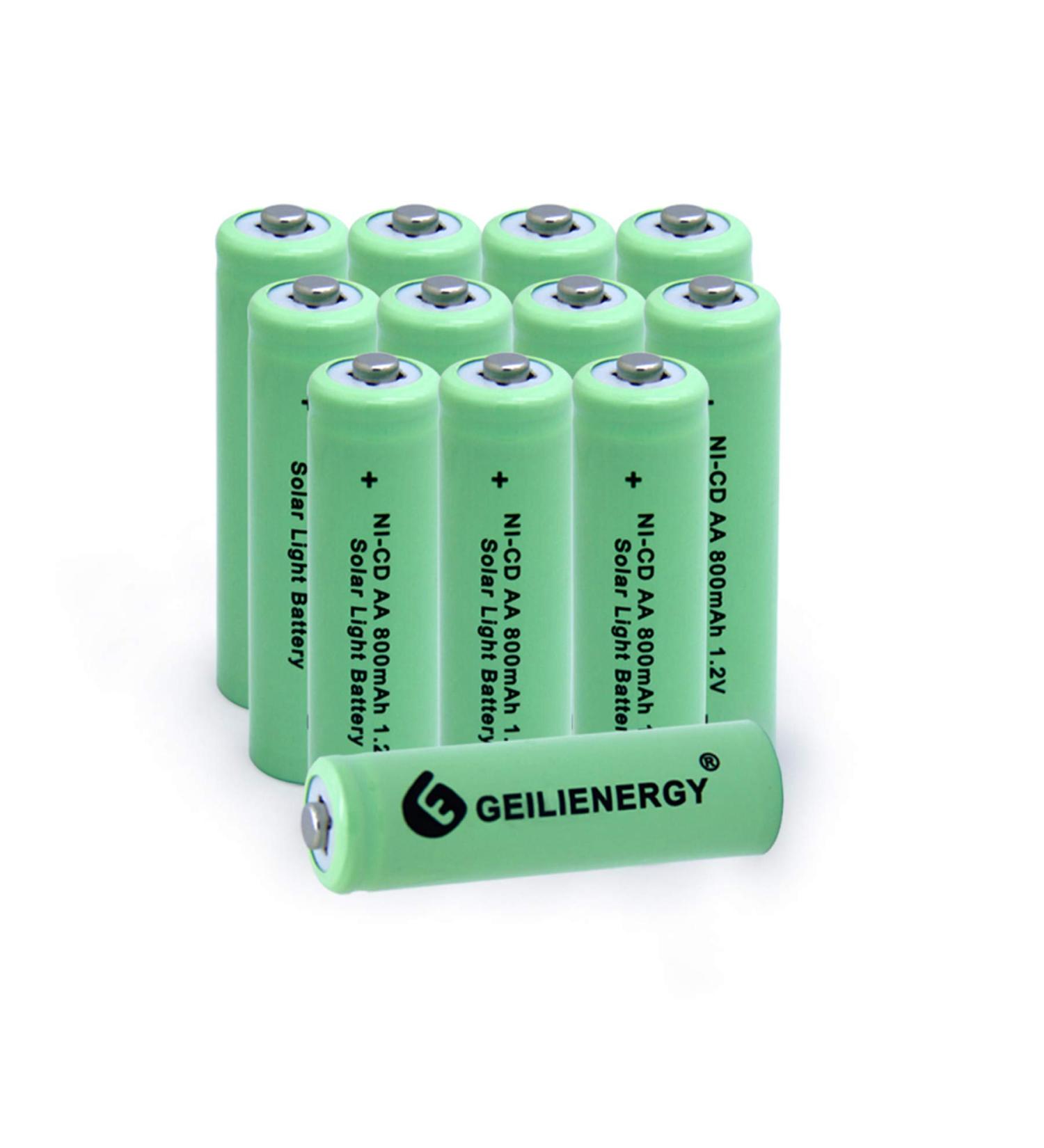 Buy GEILIENERGY 800mAh Ni-CD AA Rechargeable Batteries for Solar Lights | Pack of 12 - Eco-Friendly Power Solution - Buy Online on GoSupps.com