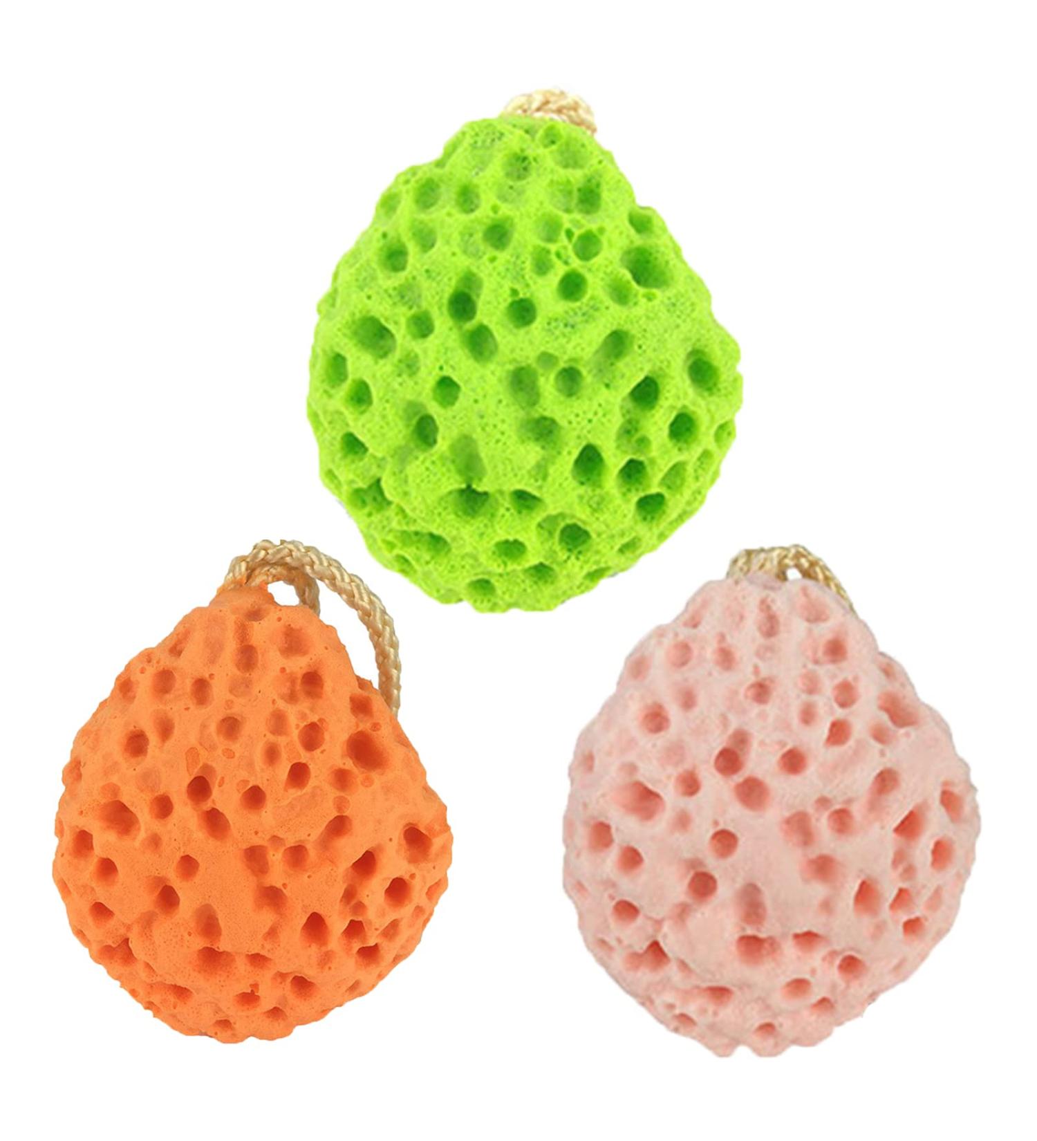 Buy 3ST Massage Sponge - Soft Shower Bathing Balls for Body & Face Care - Cherry Orange Green | International Shipping - Buy Online on GoSupps.com