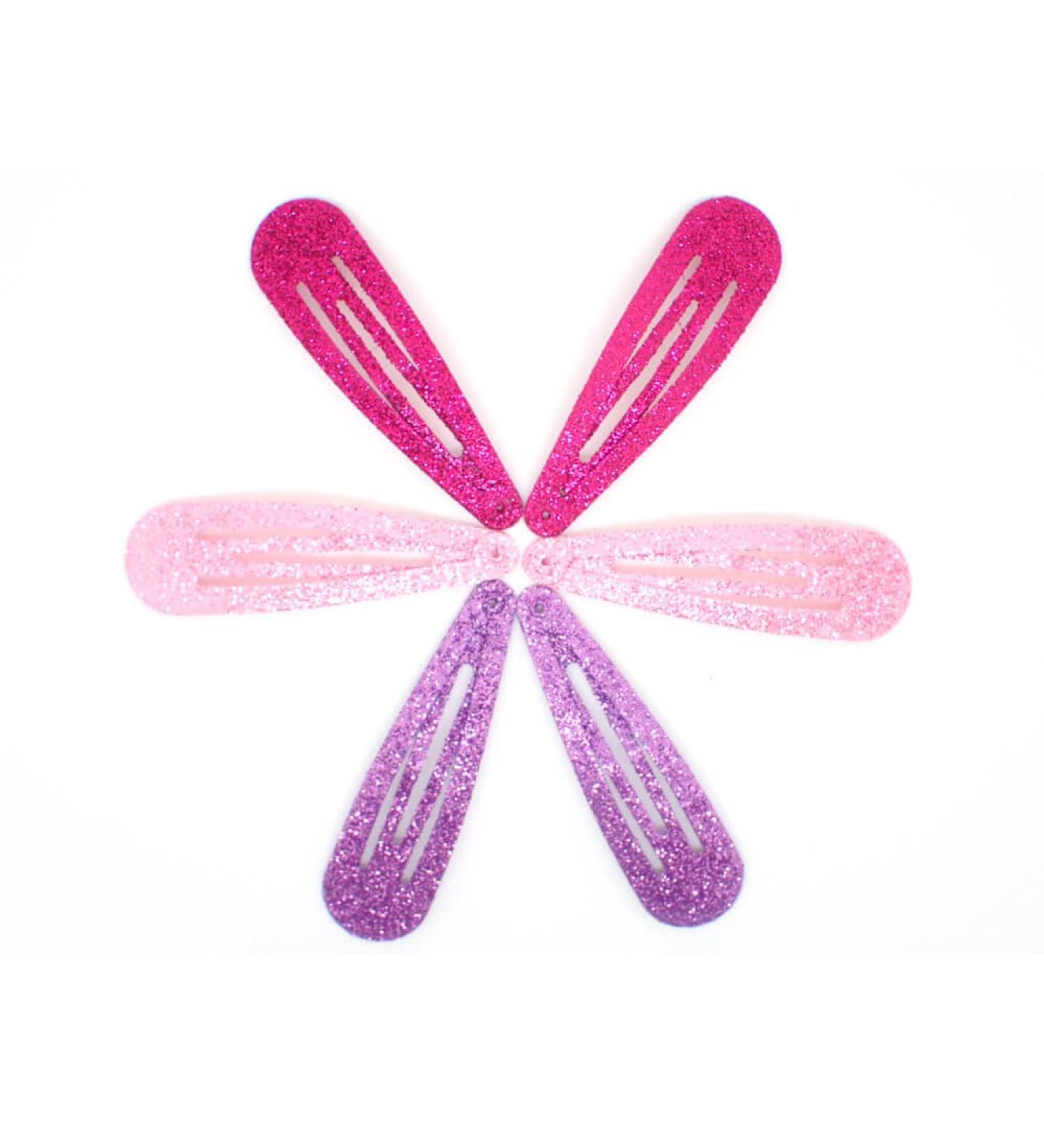 Shop Glittery Metal Hair Clips for Girls - Purple Fuchsia & Pink | Stylish & Durable Accessories - Buy Online on GoSupps.com