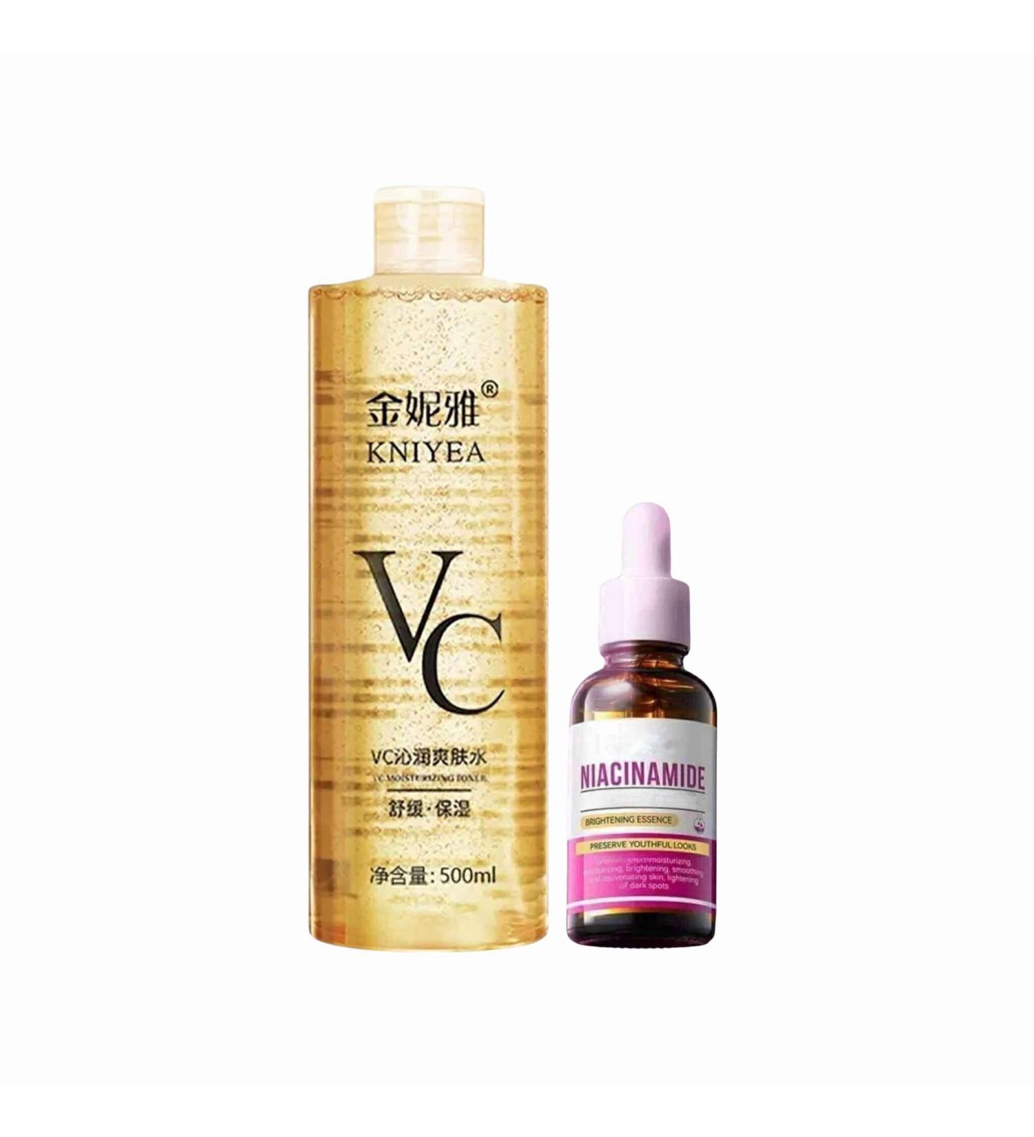 KNIYEA VC Soothing Toner 500ml & Niacinamide Serum 30ml Skin Care Duo - Buy Online on GoSupps.com