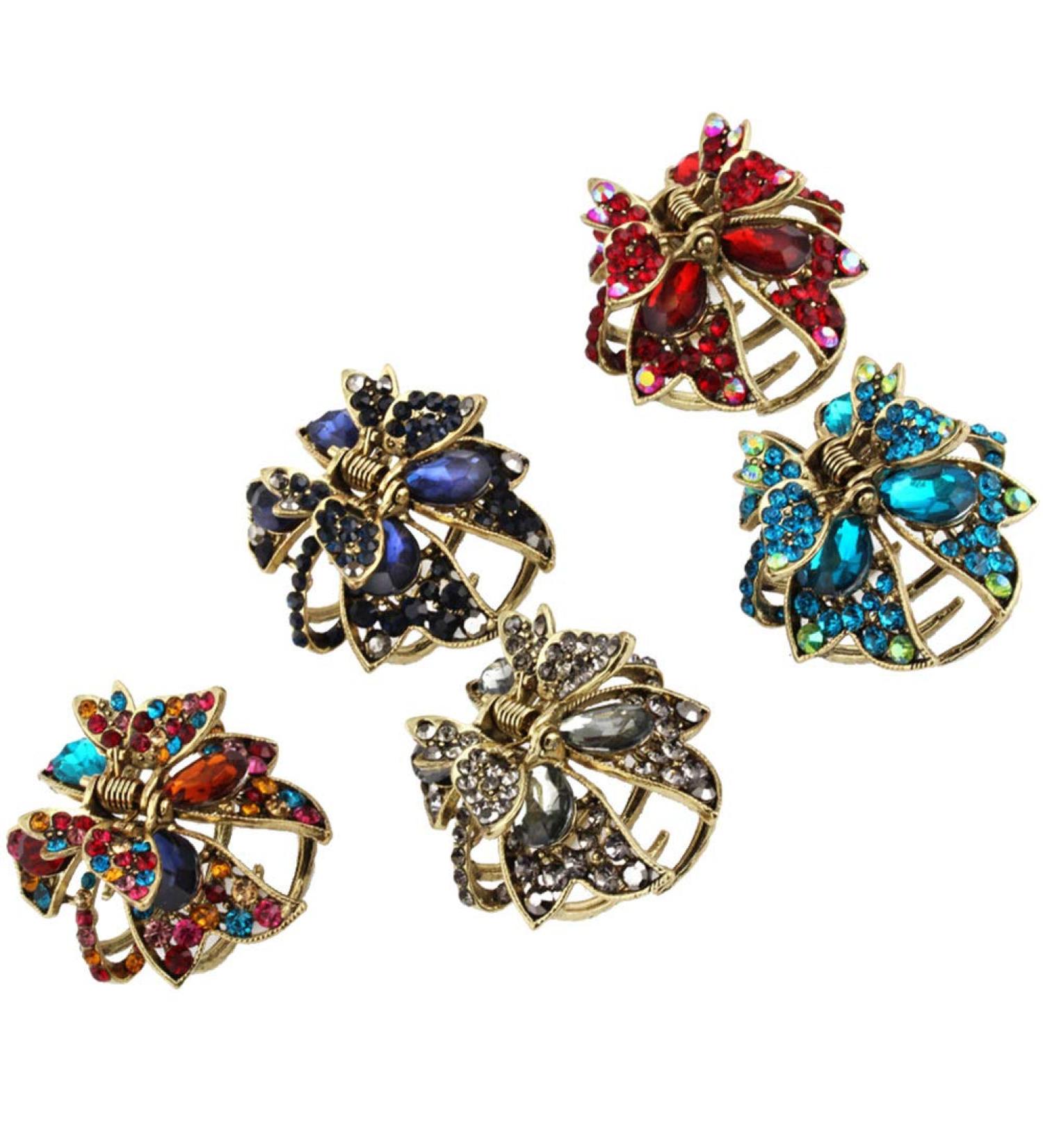 Minkissy 5-Piece Mini Hair Claws | Vintage Retro Hair Clips for Women & Girls | Stylish Bathroom Shower Hair Accessories - Buy Online on GoSupps.com