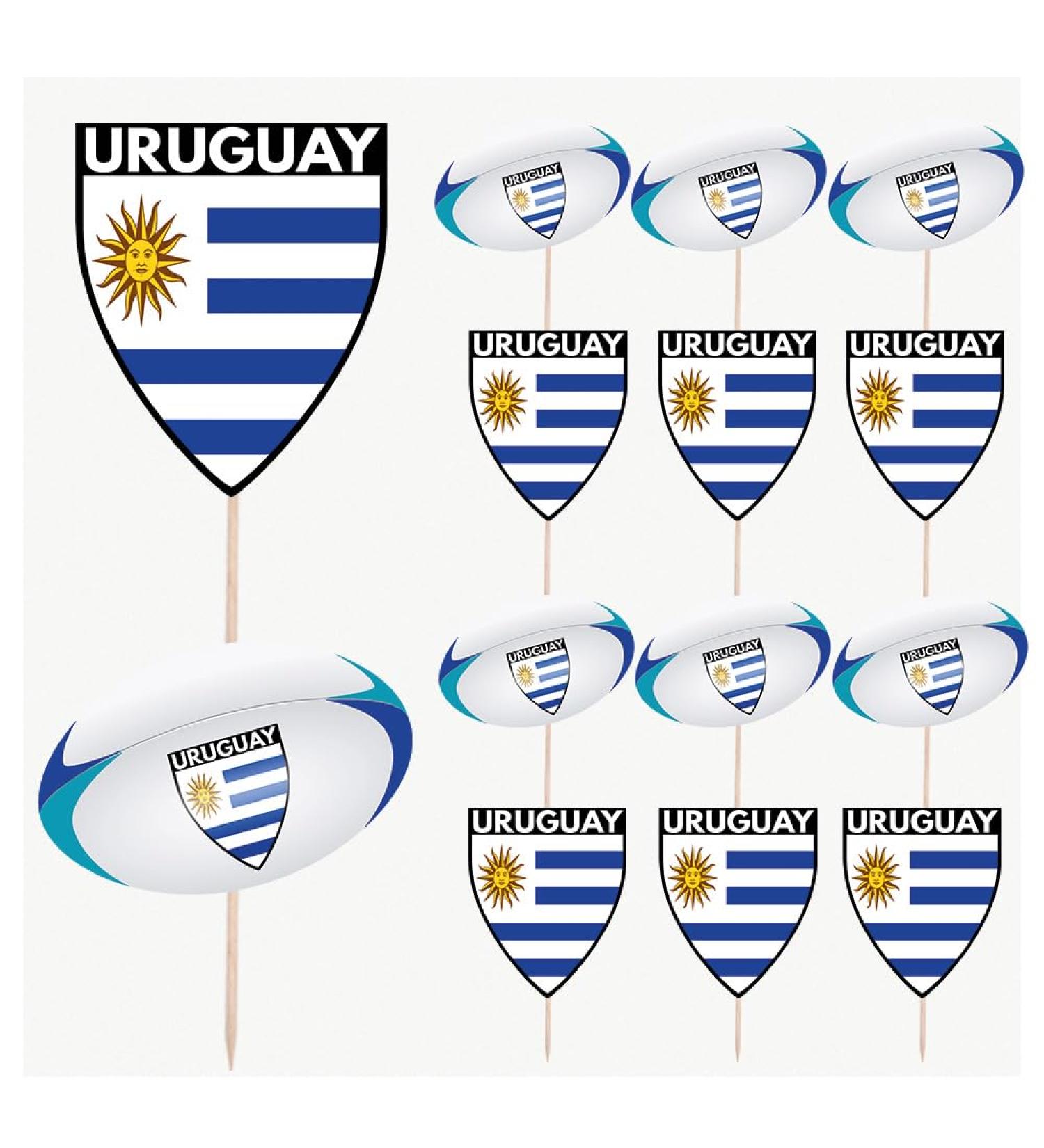 Uruguay Flag Rugby Ball Food & Cupcake Picks Toppers Party Decorations (14 Pack) - Buy Online on GoSupps.com