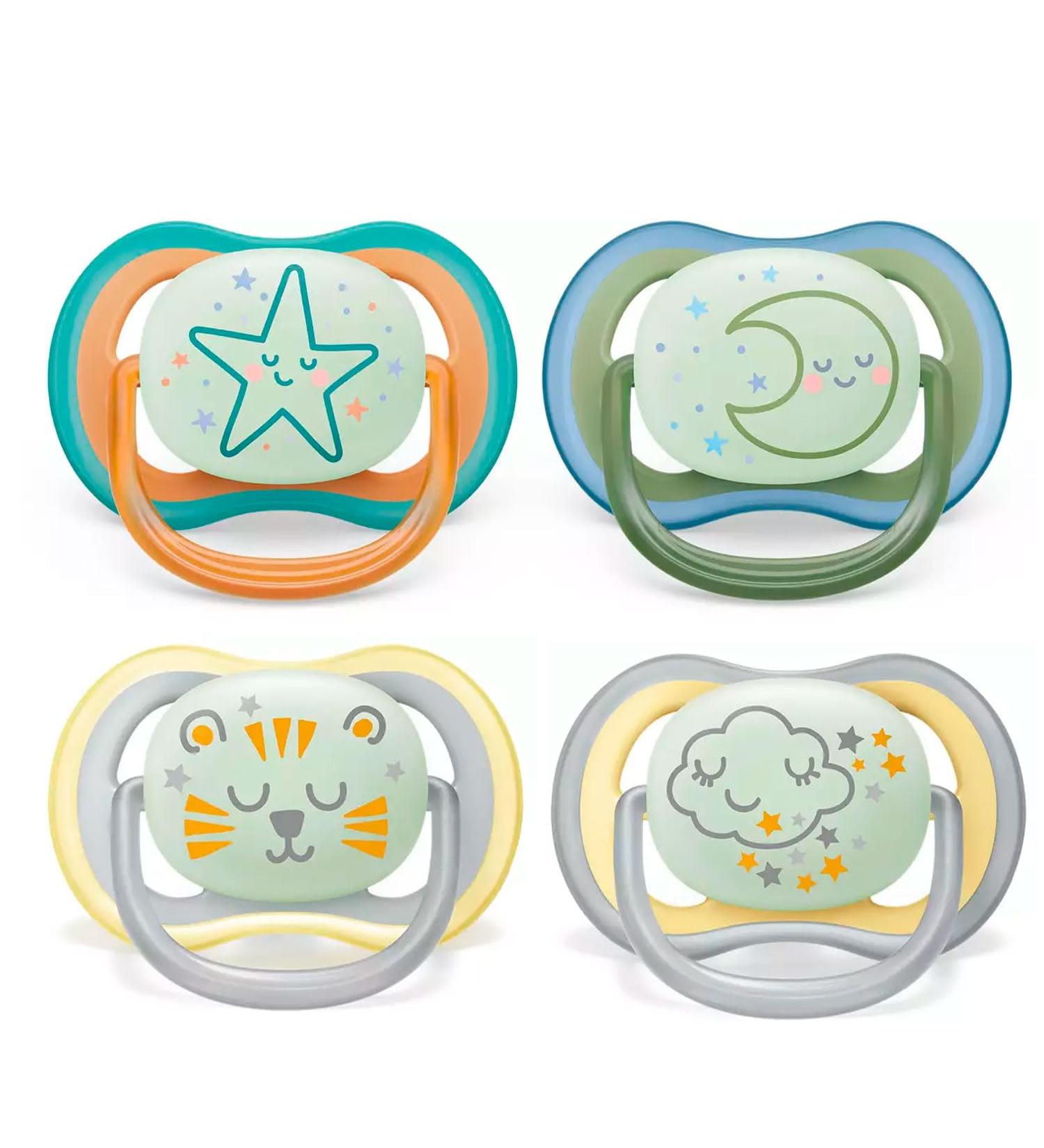 Philips Avent Ultra Air Night Pacifier 4-Pack (18+ Months) | Glow in the Dark & Sterilization Box | International Shipping Available - Buy Online on GoSupps.com