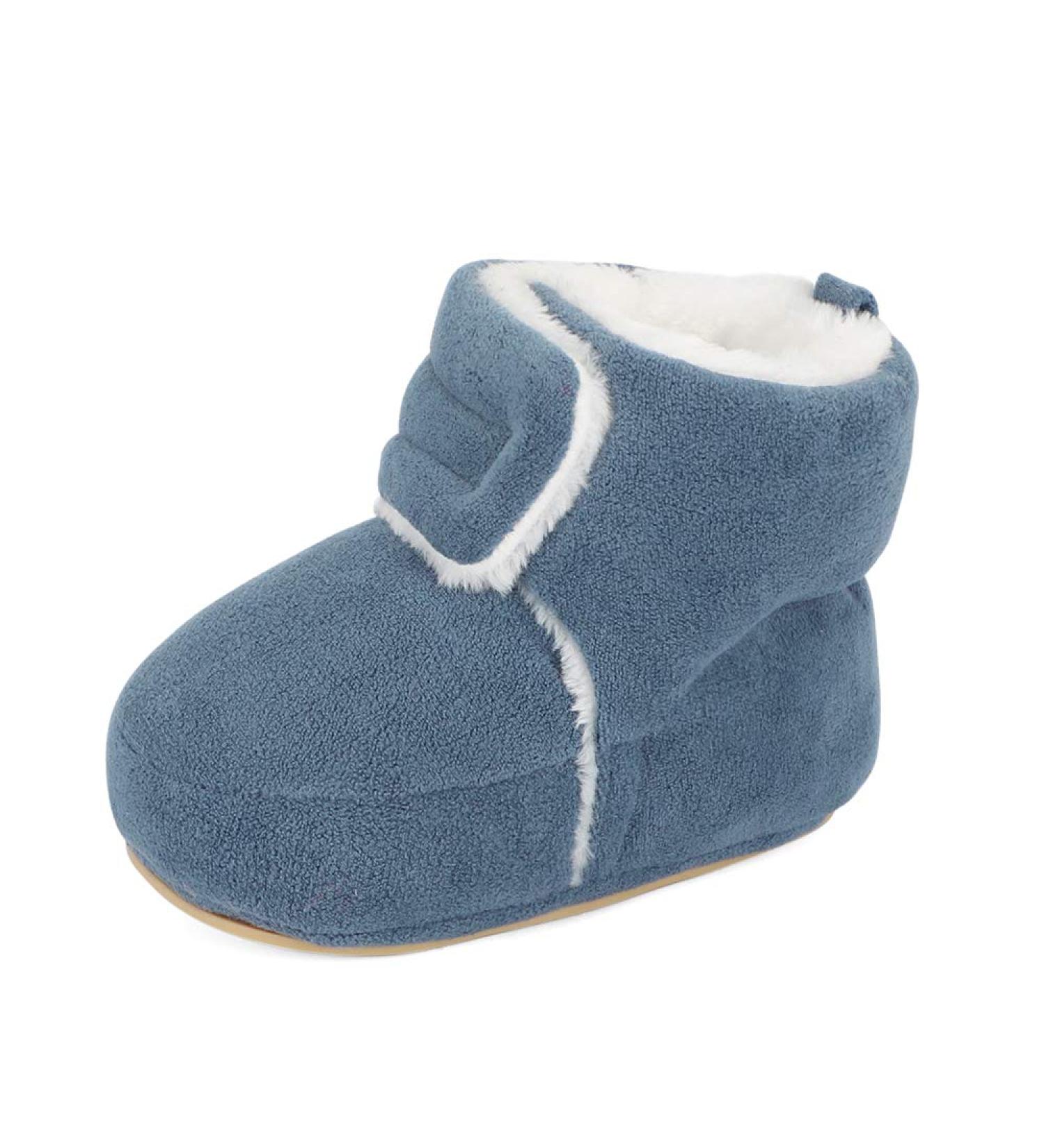 MASOCIO Baby Winter Warm Booties | Soft Sole Anti-Slip First Walking Shoes for Infant Boy Girl 6-12 Months - Navy Blue - Buy Online on GoSupps.com