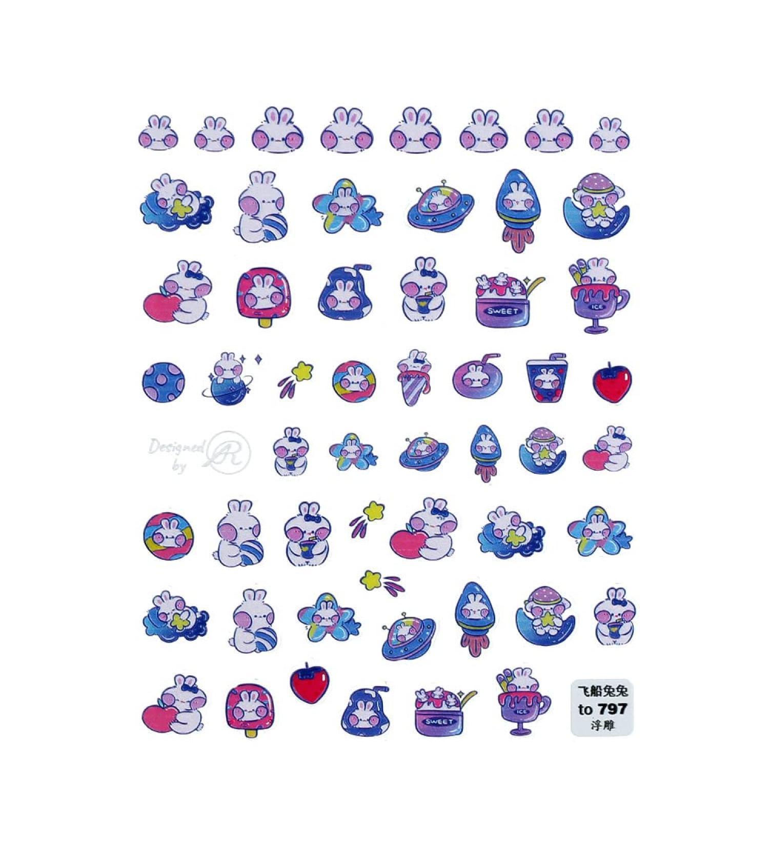 Bunny Charms Manicure DIY Nail Art Decor Craft Sticker 3D Nail Art Sticker(02) Style2 - Buy Online on GoSupps.com