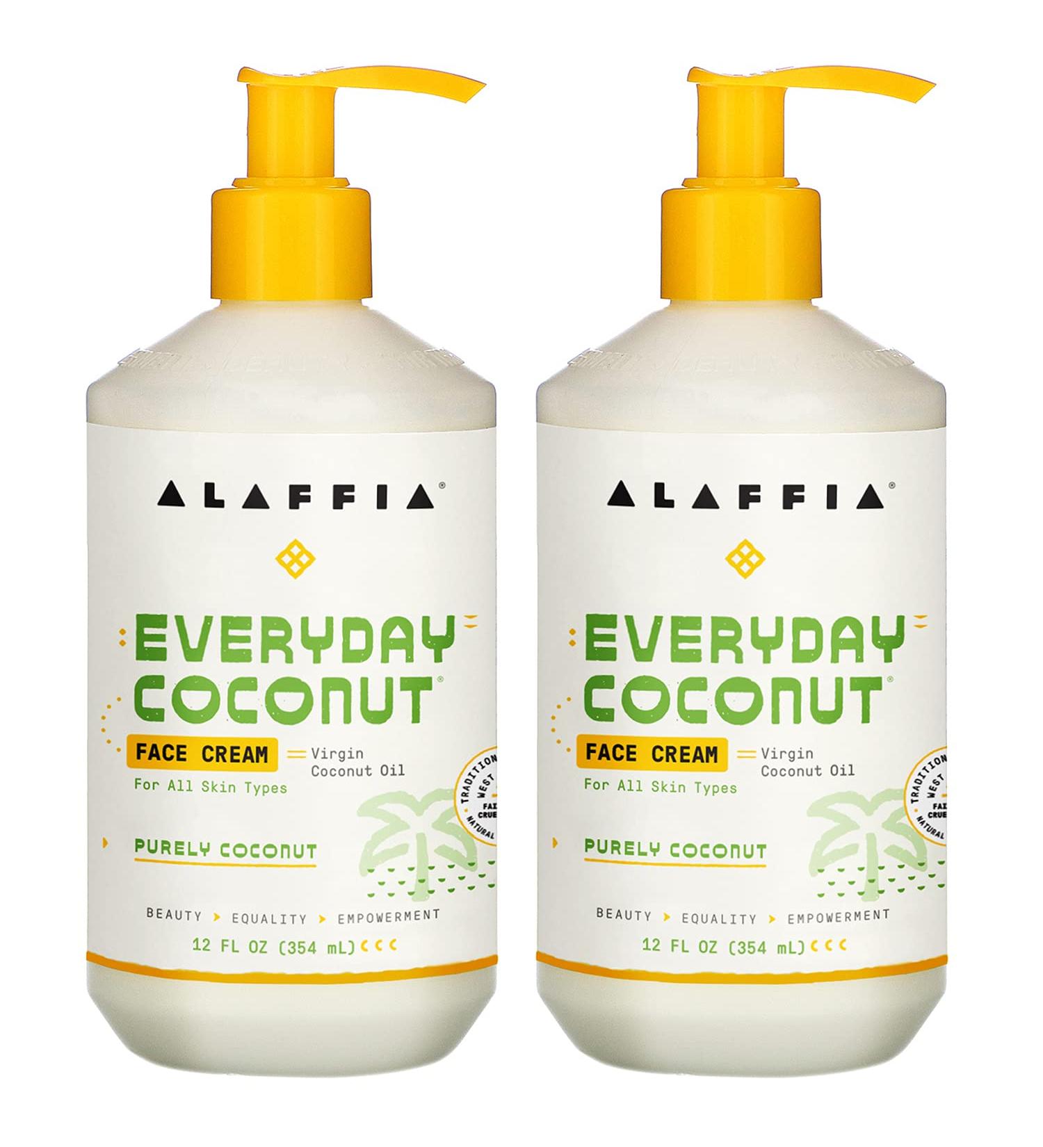 Alaffia Everyday Coconut Face Cream - Virgin Coconut Oil Moisturizer for Firmness & Elasticity - Reduce Lines & Wrinkles - Purely Coconut - 2 Pack, 12 Fl Oz Each - Buy Online on GoSupps.com