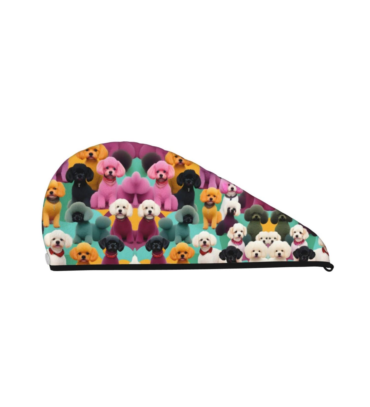 Buy Poodles Coral Velvet Dry Hair Cap with Buttons - Anti Frizz for Curly Long & Thick Hair - International Shipping Available - Buy Online on GoSupps.com