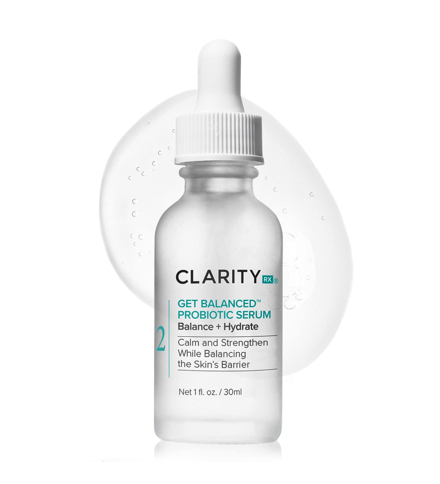 ClarityRx Get Balanced Probiotic Hydrating Face Serum Natural Plant-Based Skin-Balancing Treatment with Hyaluronic Acid & Antioxidants for Normal & Aging Skin 1 Fl Oz (Pack of 1) - Buy Online on GoSupps.com