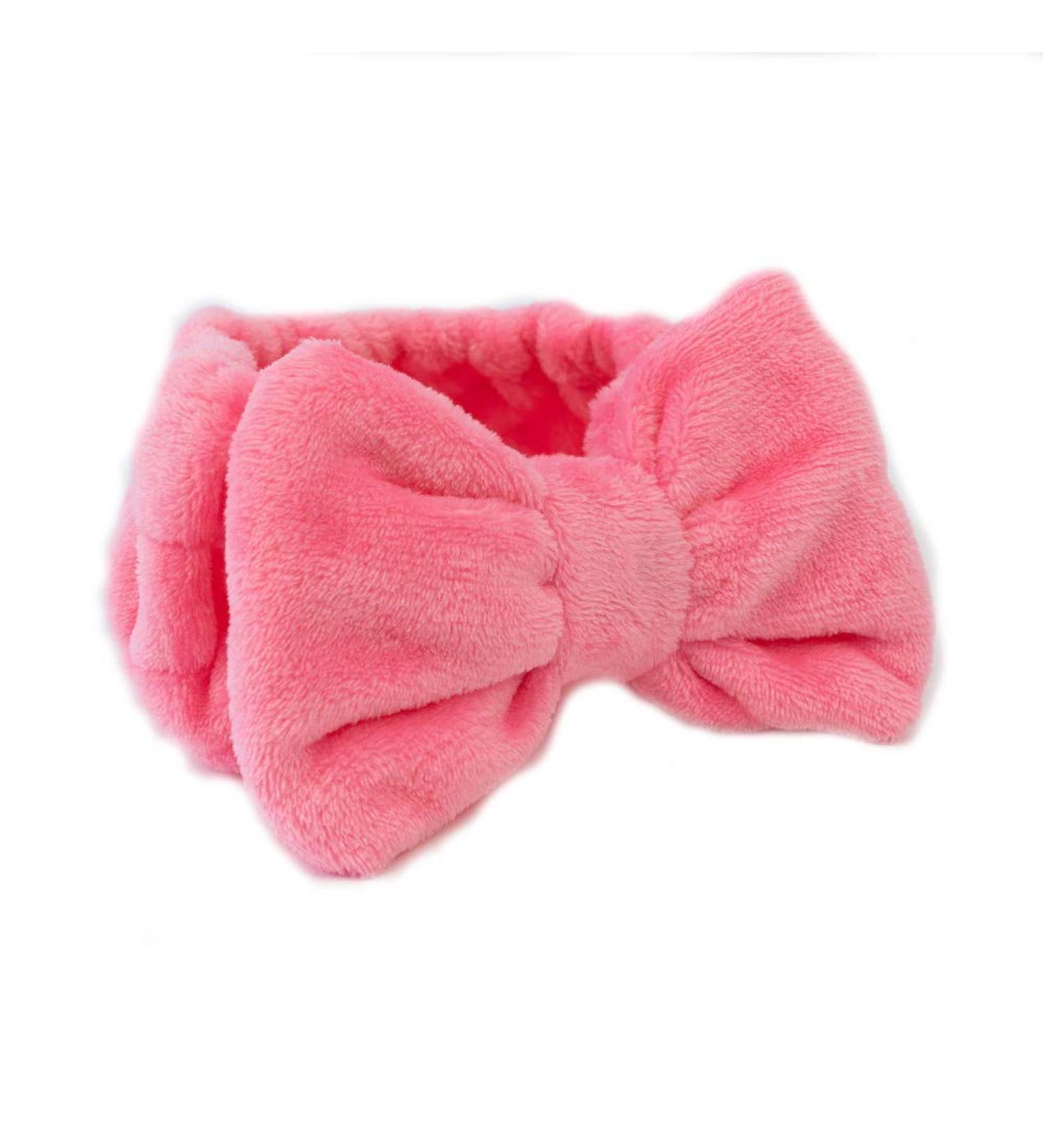 Danielle Creations Rose Oil Infused Headband Soft Stretchy Microfibre Bow Hair Band Nourishes Hair and Adds Shine During Skincare Washing Makeup and Beauty Routines - Pink