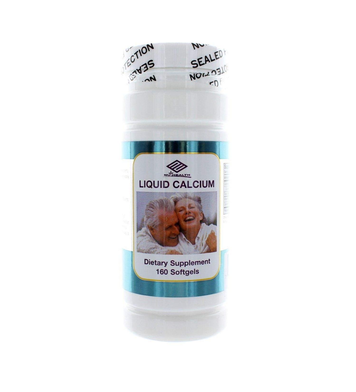Nu Health Liquid Calcium Natural 160 Capsules 600 Mg Vitamin D3 200 Iu.