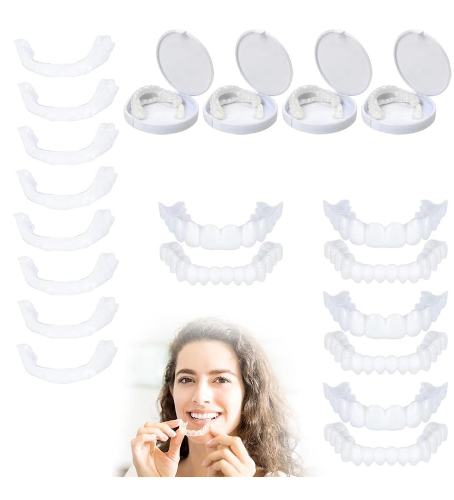 Jiazhouhb 2 Pairs Tooth Panel - Instant Upper & Lower Veneers for Bad Teeth | Comfortable Snap-On Prostheses - Buy Online on GoSupps.com