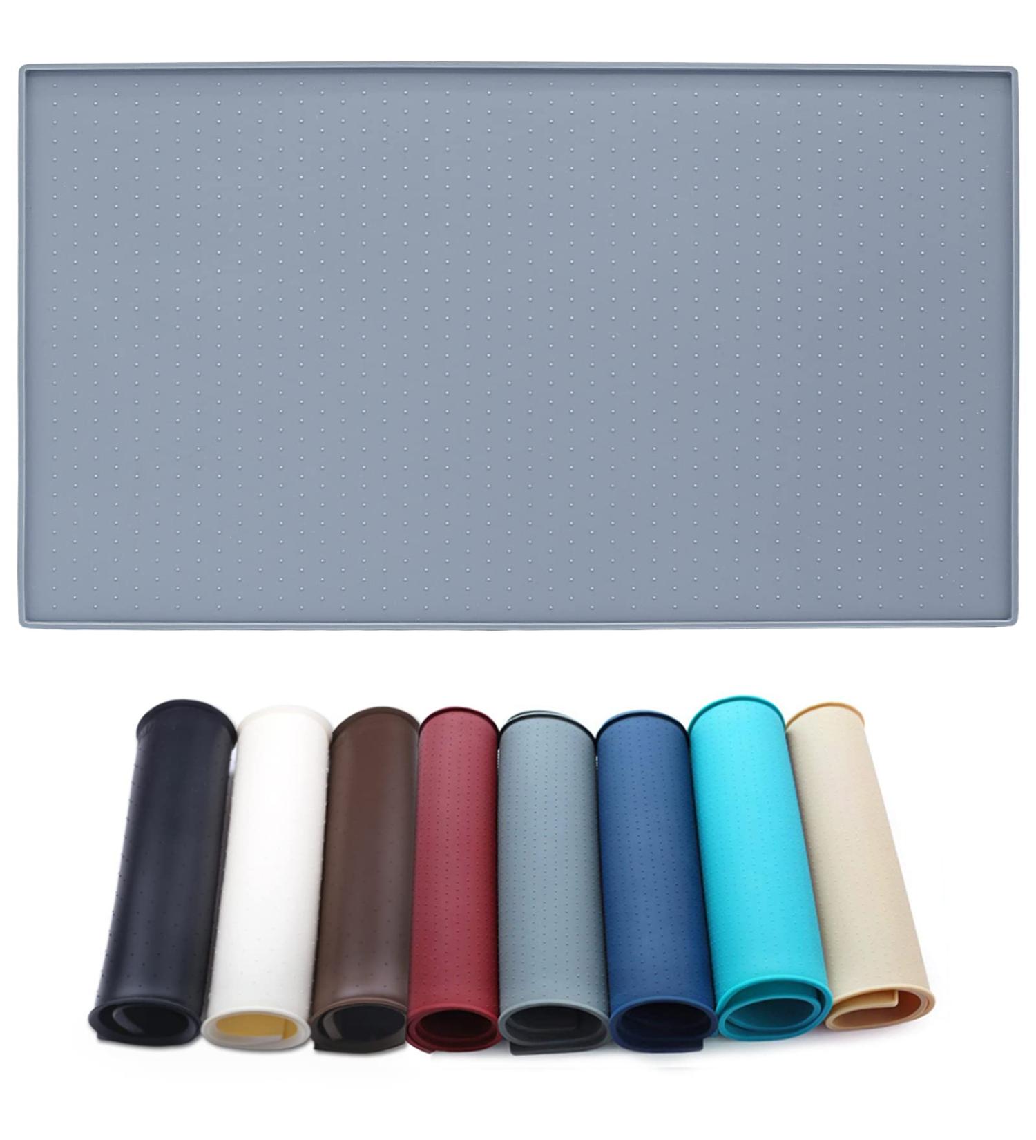 AMZNOVA Large Waterproof Dog Feeding Mat 60x40cm - Anti-Slip Silicone Pet Food Mat Grey - Buy Online on GoSupps.com