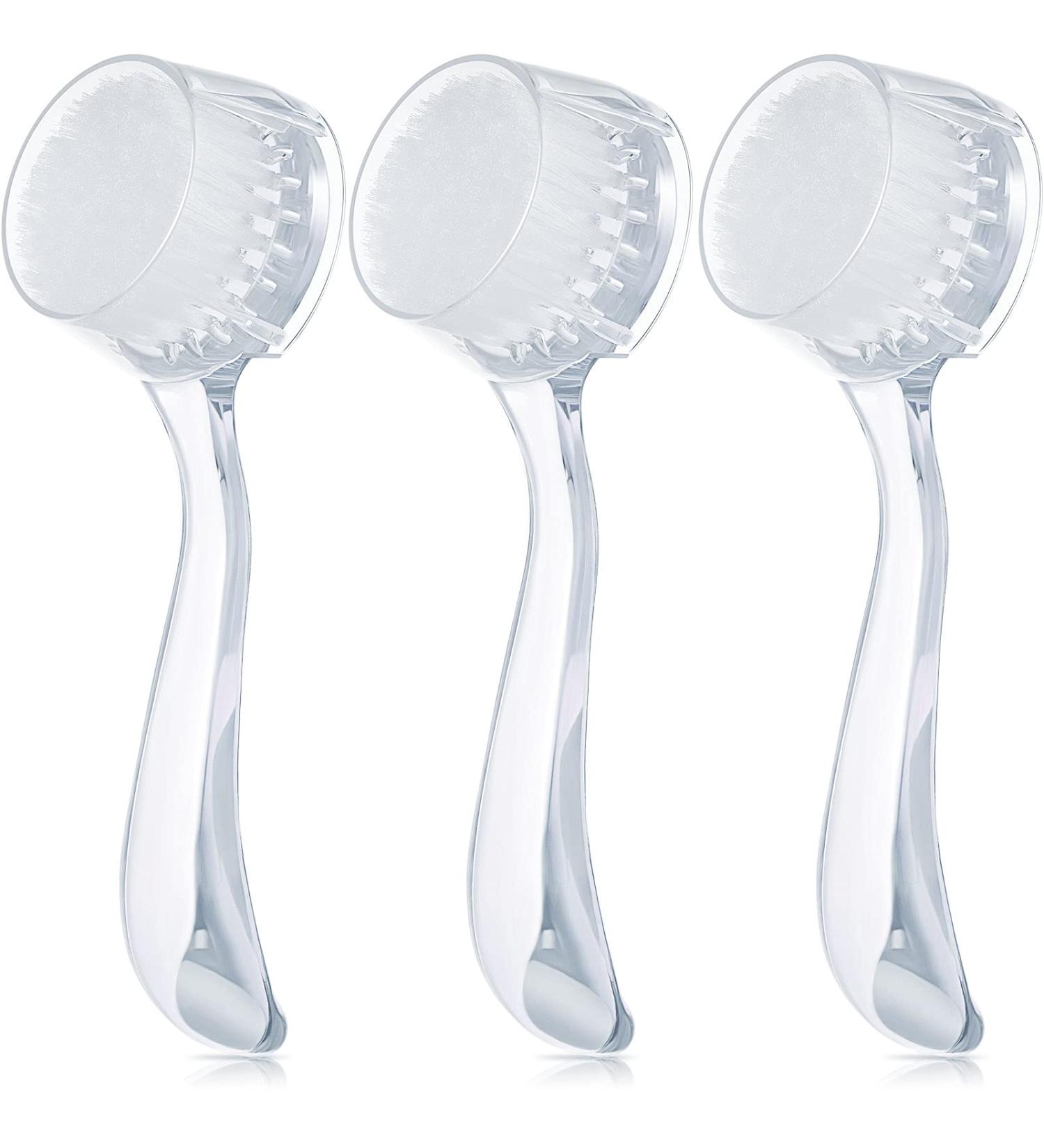 3-Piece Acrylic Handled Face Brush Set for Gentle Exfoliation and Makeup Removal - Buy Online on GoSupps.com