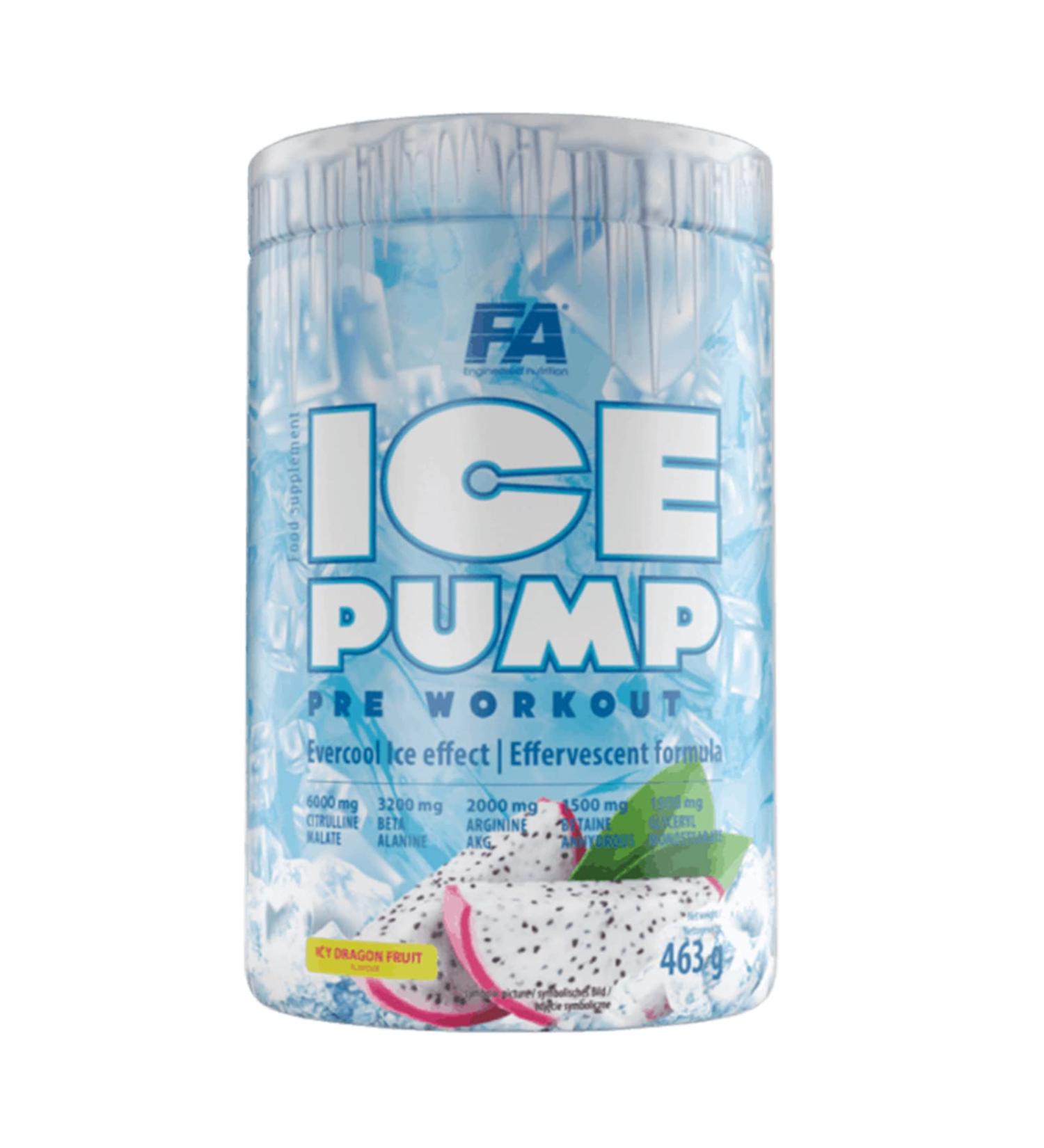 Fitness Authority FA Nutrition Ice Pump Booster 463g | Pre-Workout Dietary Supplement with L-Citrulline Beta Alanine & Caffeine | Cooling Effect for Bodybuilding (Dragon Fruit) - Buy Online on GoSupps.com