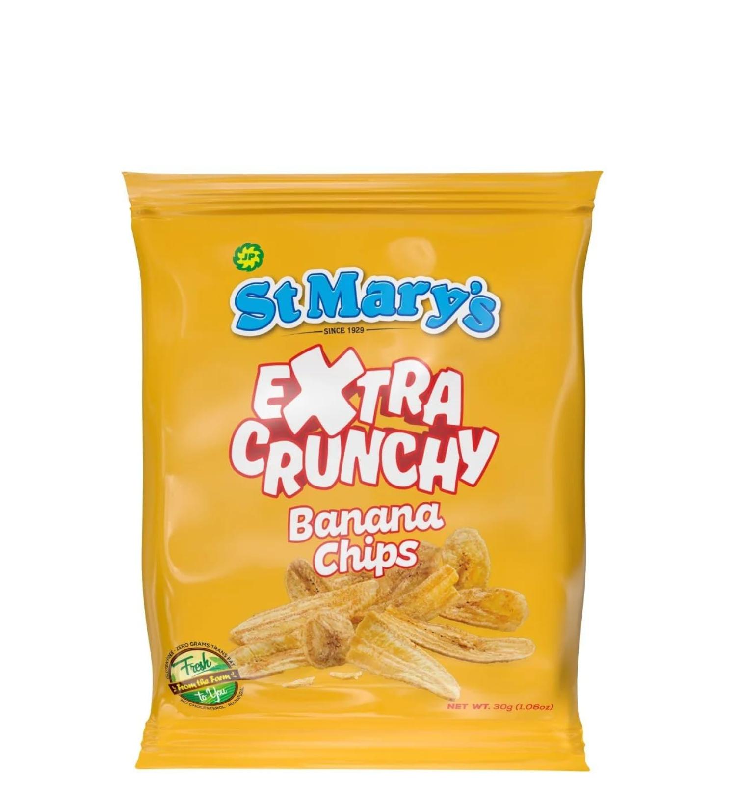St Marys Banana Chips Extra Crunchy 30g Box of 100-Fd
