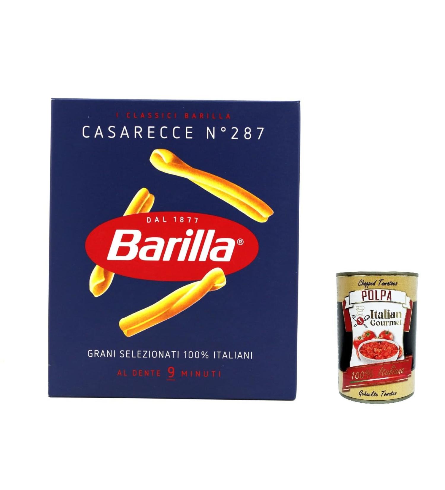  Italian Gourmet E.R. Barilla Casarecce No. 287 Pack of 20 Italian pasta 500g + Italian gourmet polpa 400g - Buy Online on GoSupps.com