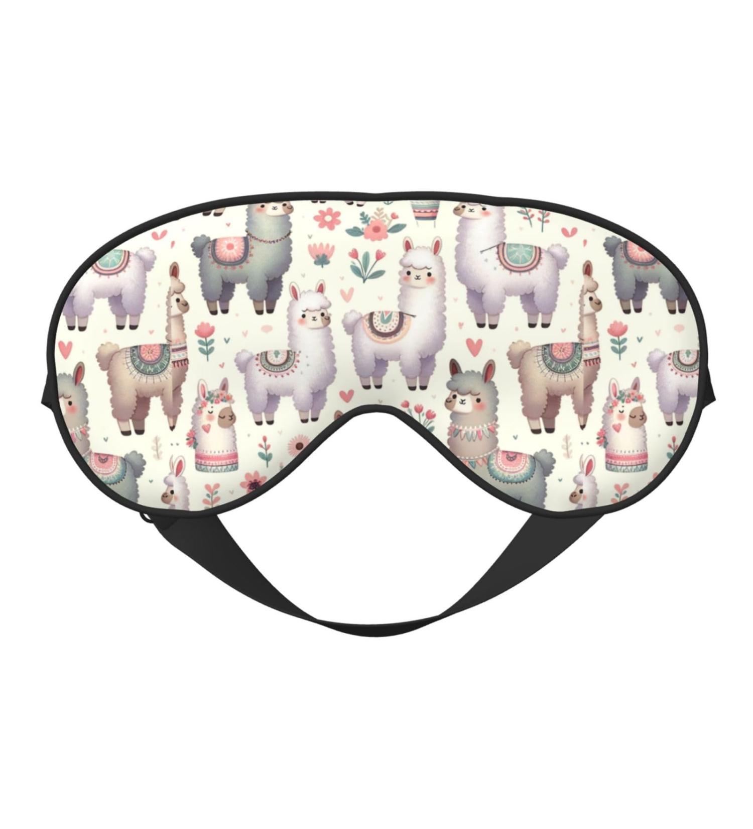 Buy Cute Floral Alpaca Llama Double-Sided Eye Mask | Unisex Night Sleeping Mask for Comfortable Sleep - Buy Online on GoSupps.com